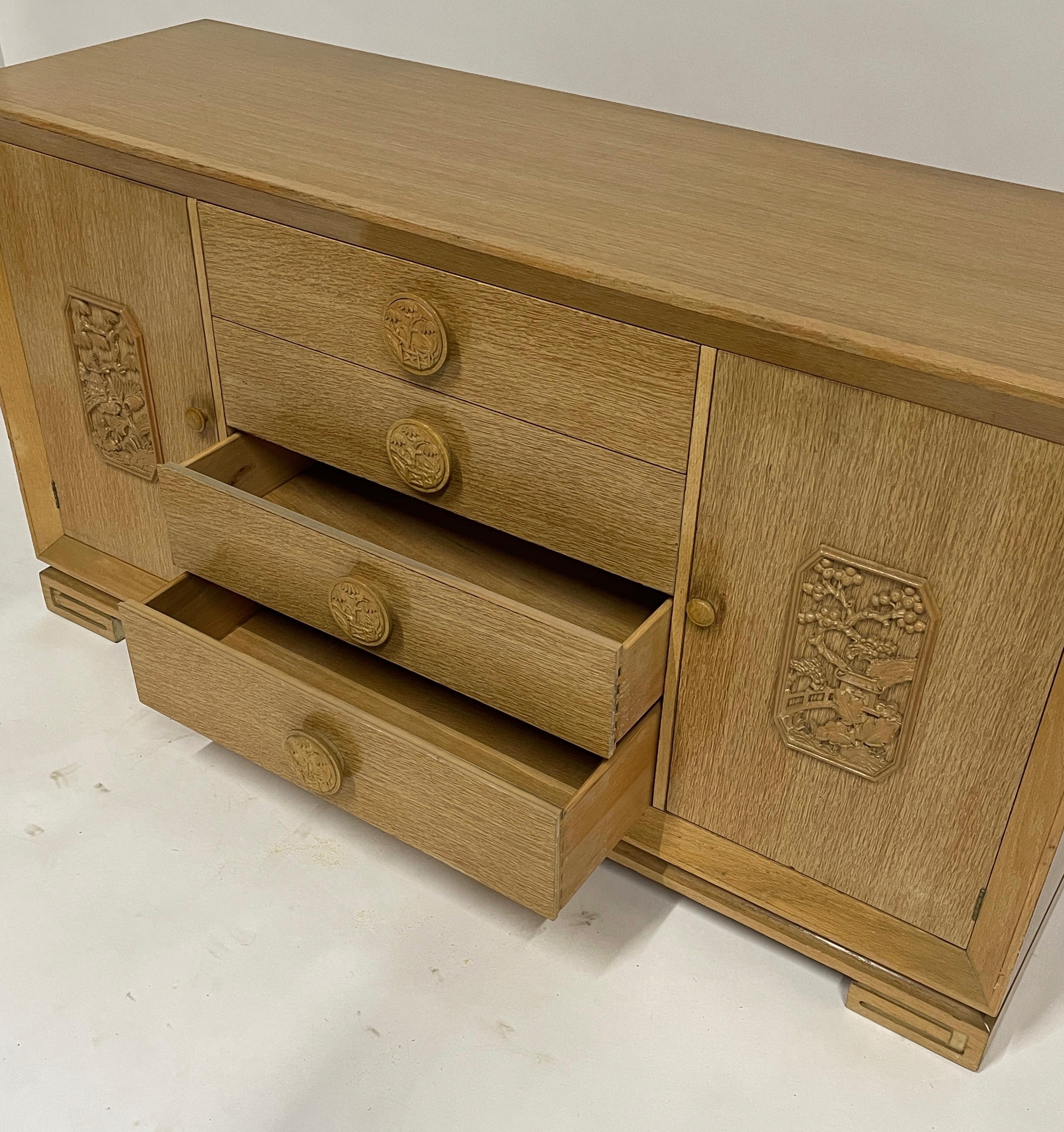 James Mont Attributed Regency Chinoiserie Cerused Oak Bureau Sideboard Dresser 5