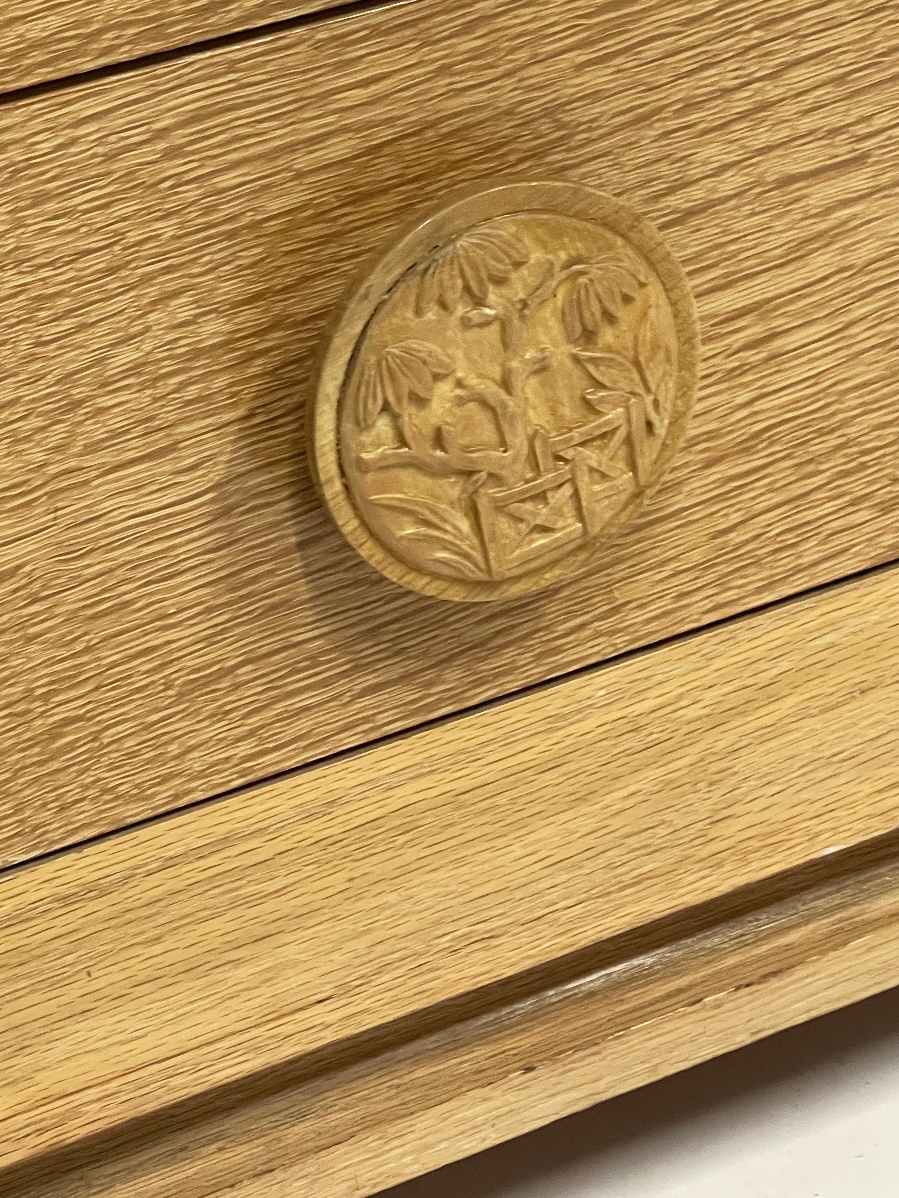 James Mont Attributed Regency Chinoiserie Cerused Oak Bureau Sideboard Dresser 1