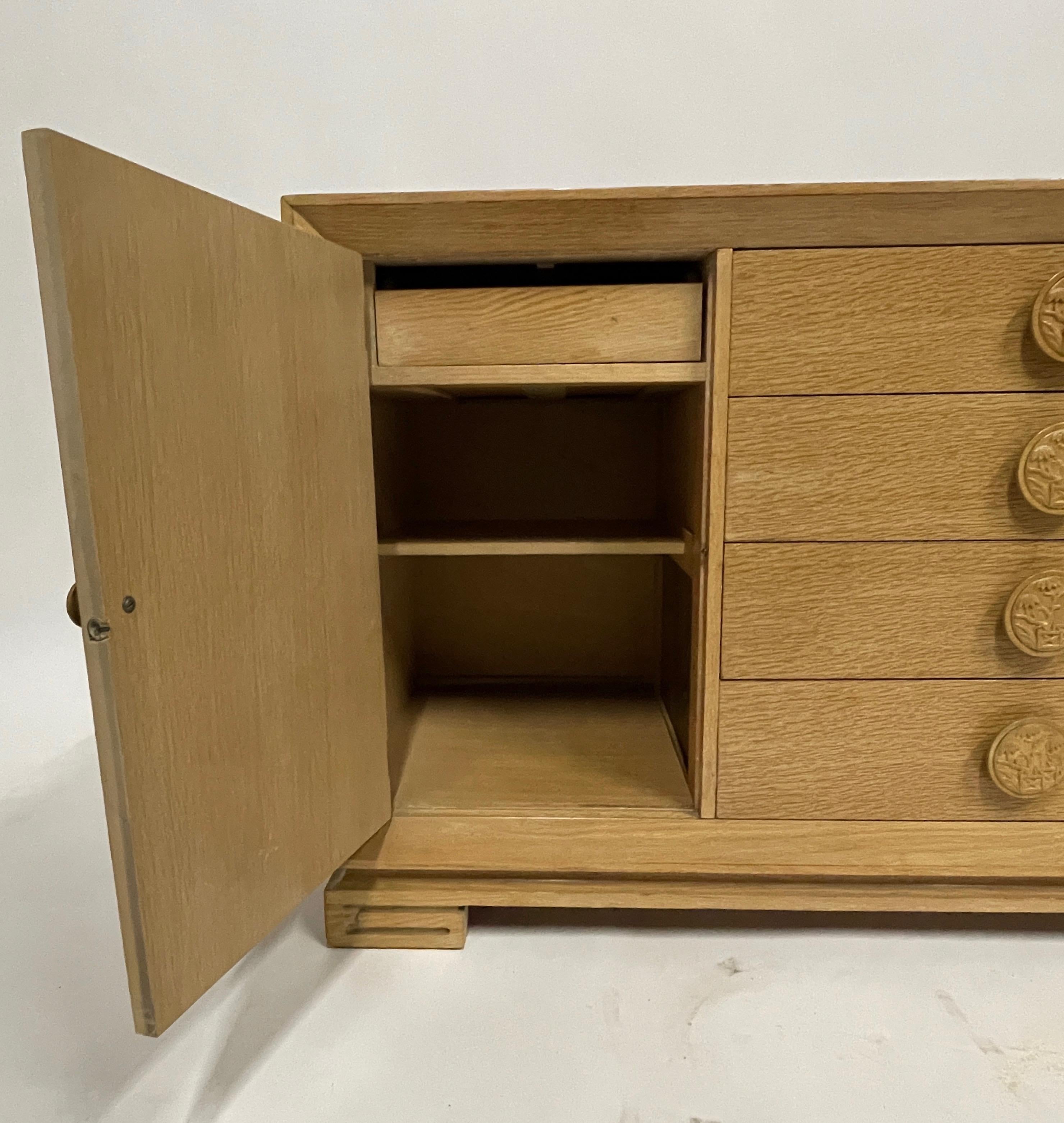 James Mont Attributed Regency Chinoiserie Cerused Oak Bureau Sideboard Dresser 2