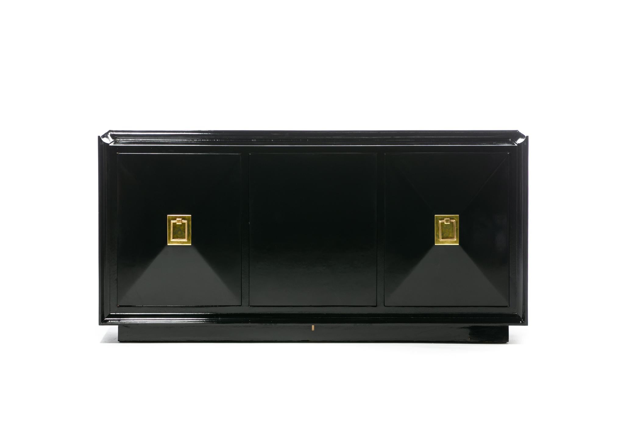 James Mont Attributed Black Lacquered Sideboard or Bar Cabinet, circa 1940s 13
