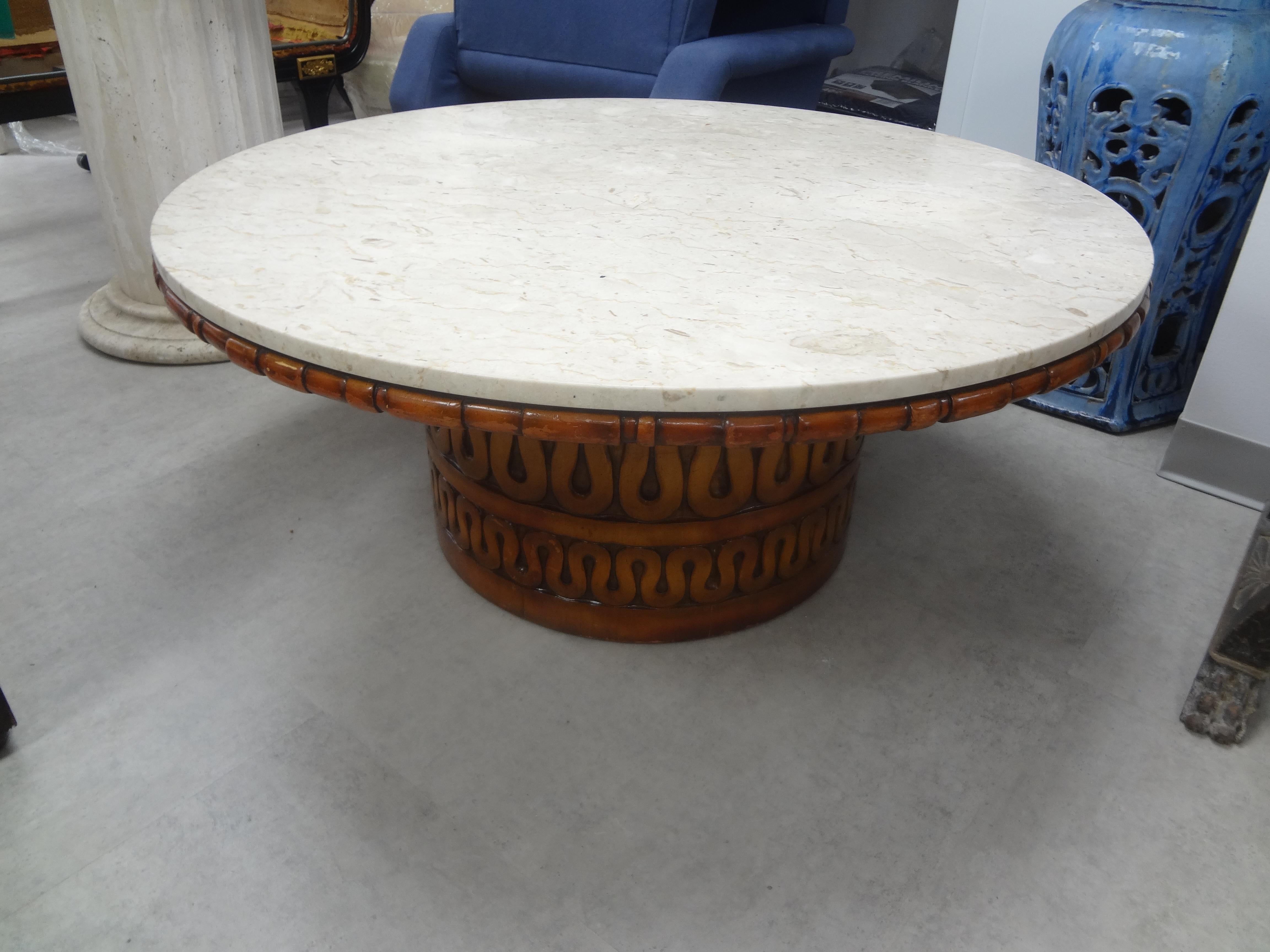 James Mont Attributed Cocktail Table with Italian Marble Top For Sale 2