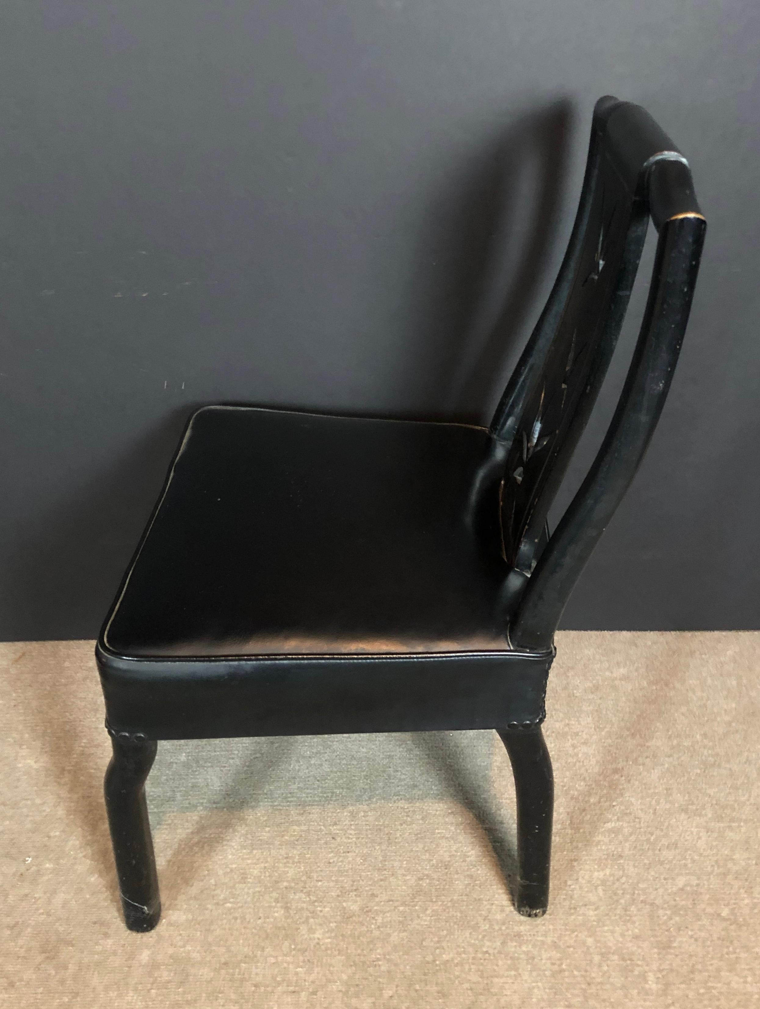 James Mont Black Asian Modern Lacquer Side Chair In Good Condition In Norwood, NJ