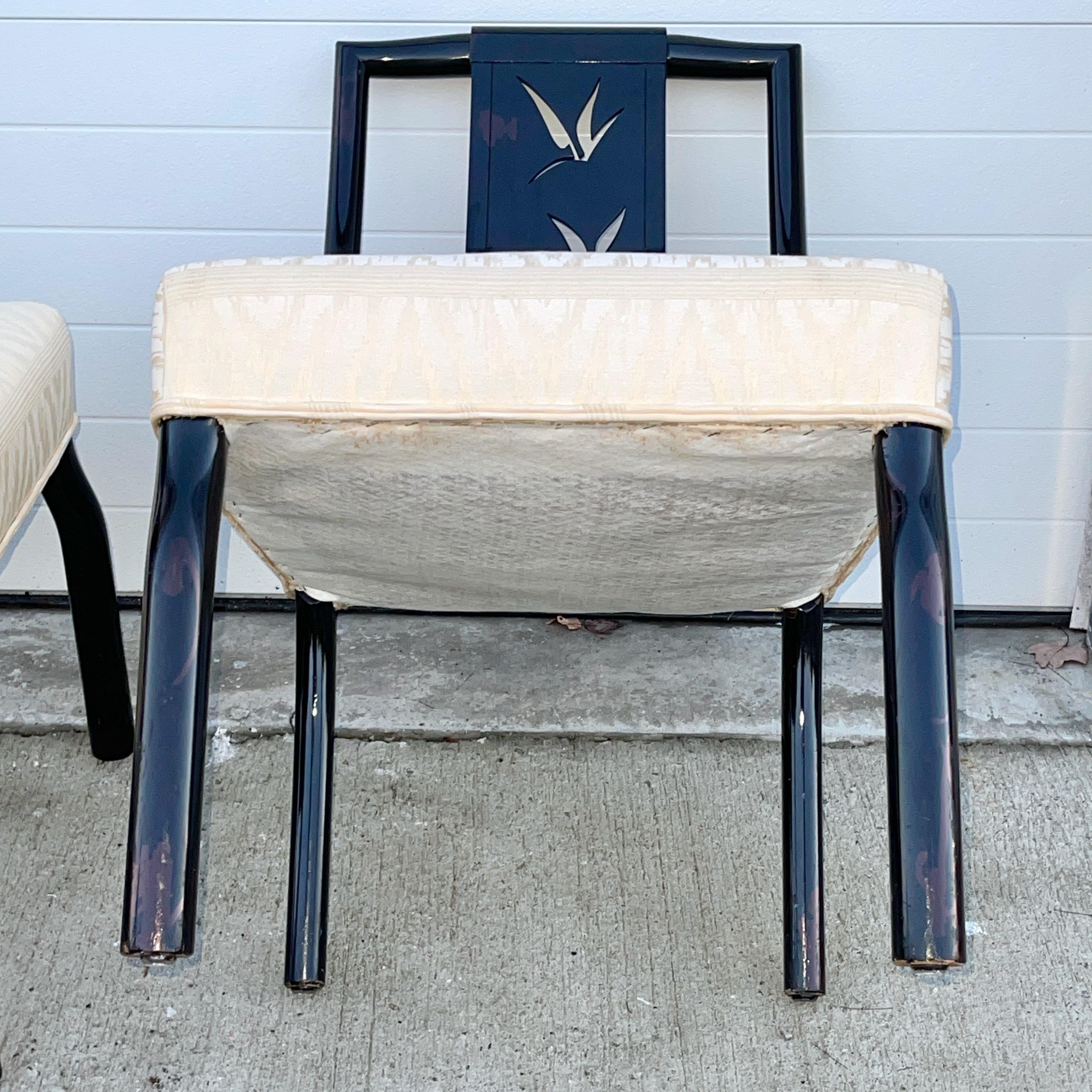 James Mont Black Lacquer Dining Chairs - Set of 6 For Sale 2