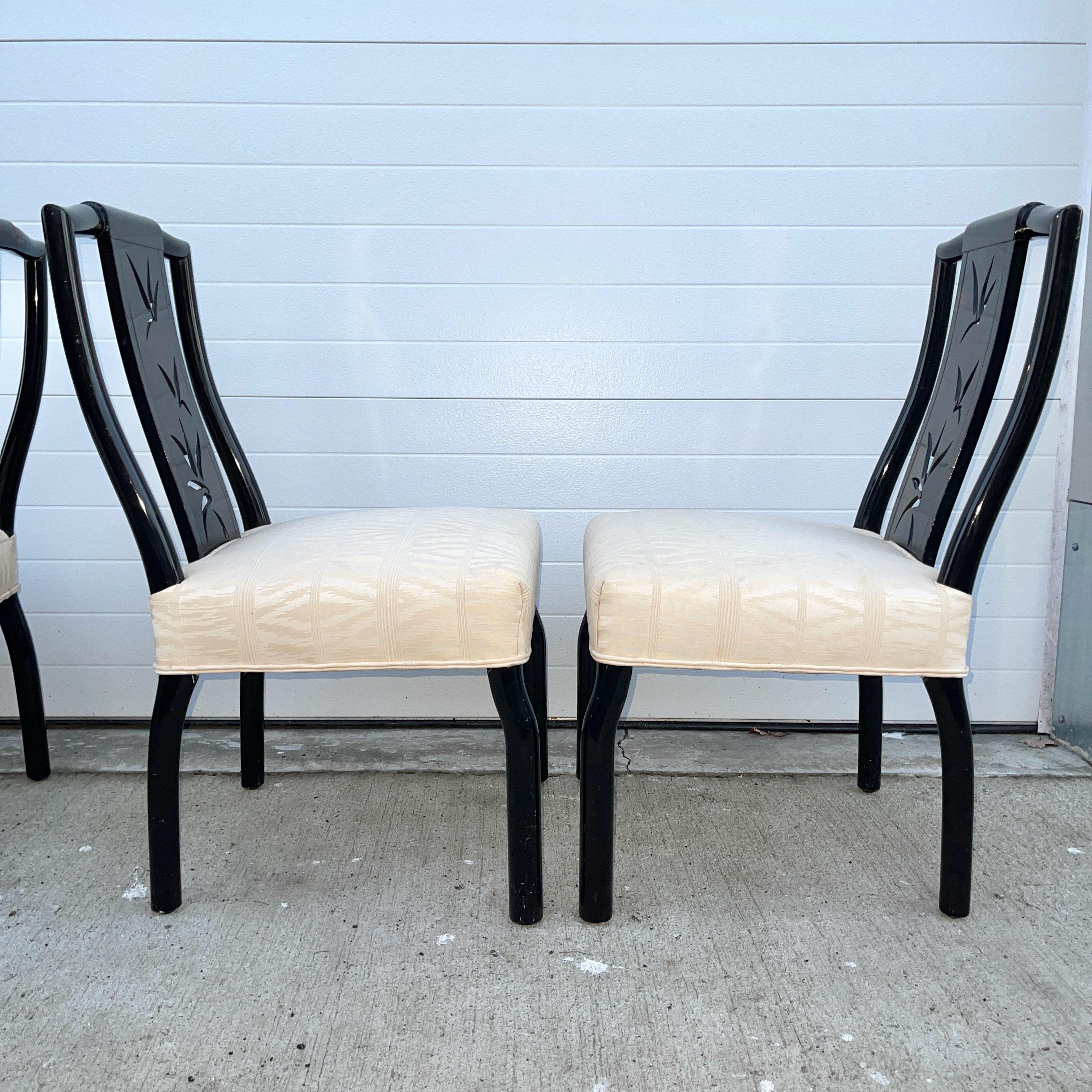 James Mont Black Lacquer Dining Chairs - Set of 6 For Sale 3