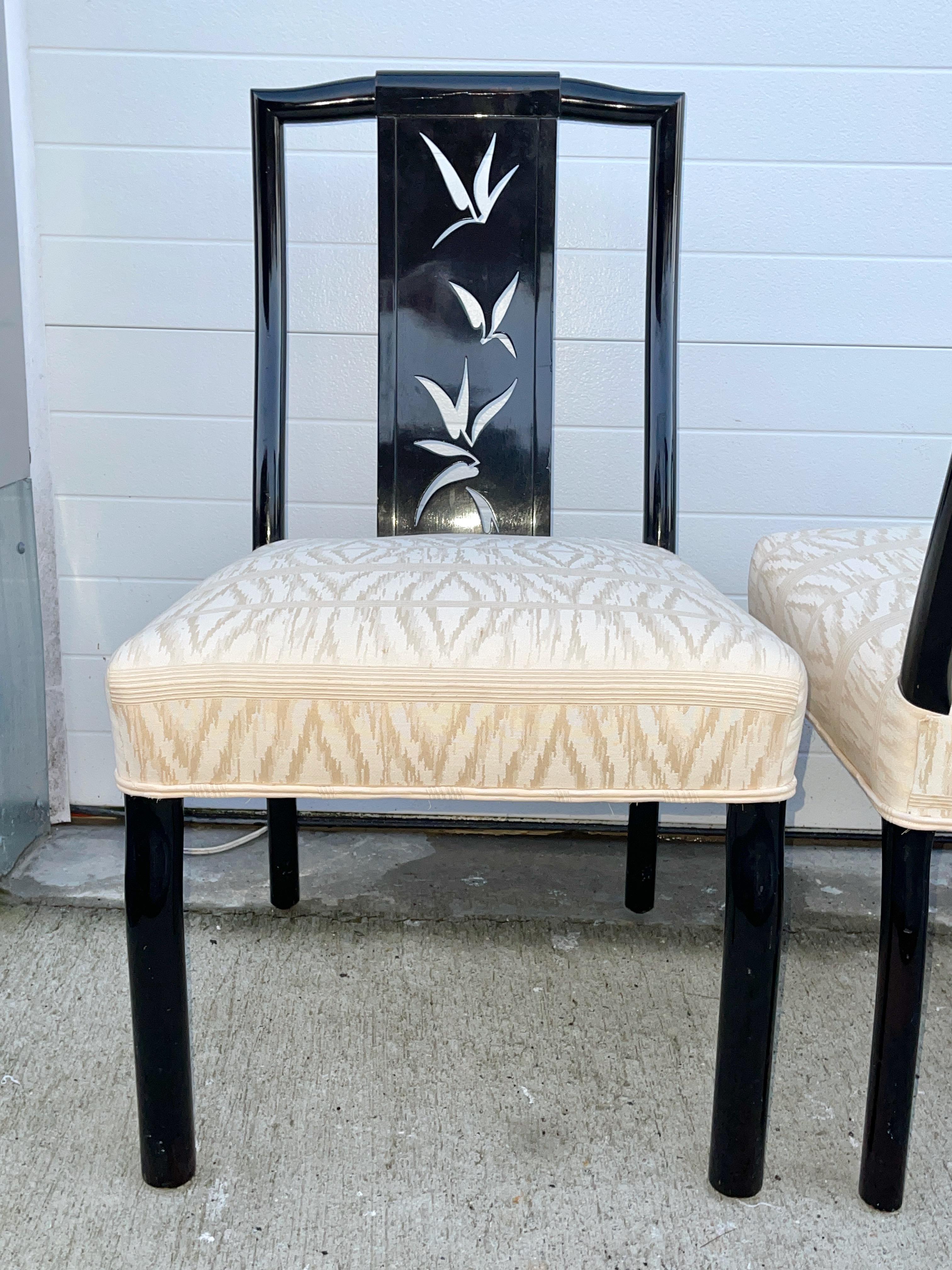 James Mont Black Lacquer Dining Chairs - Set of 6 For Sale 4