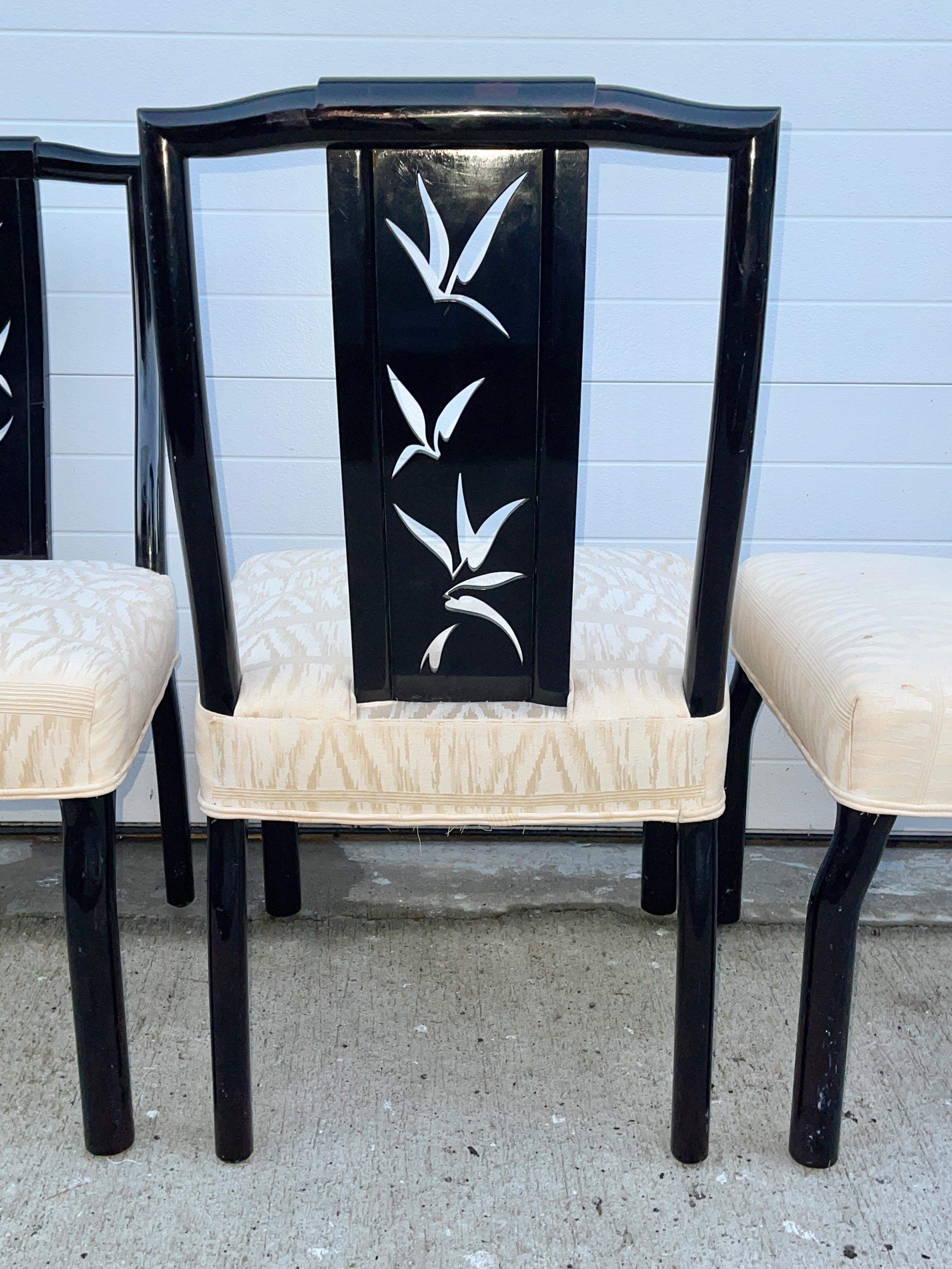 James Mont Black Lacquer Dining Chairs - Set of 6 For Sale 5