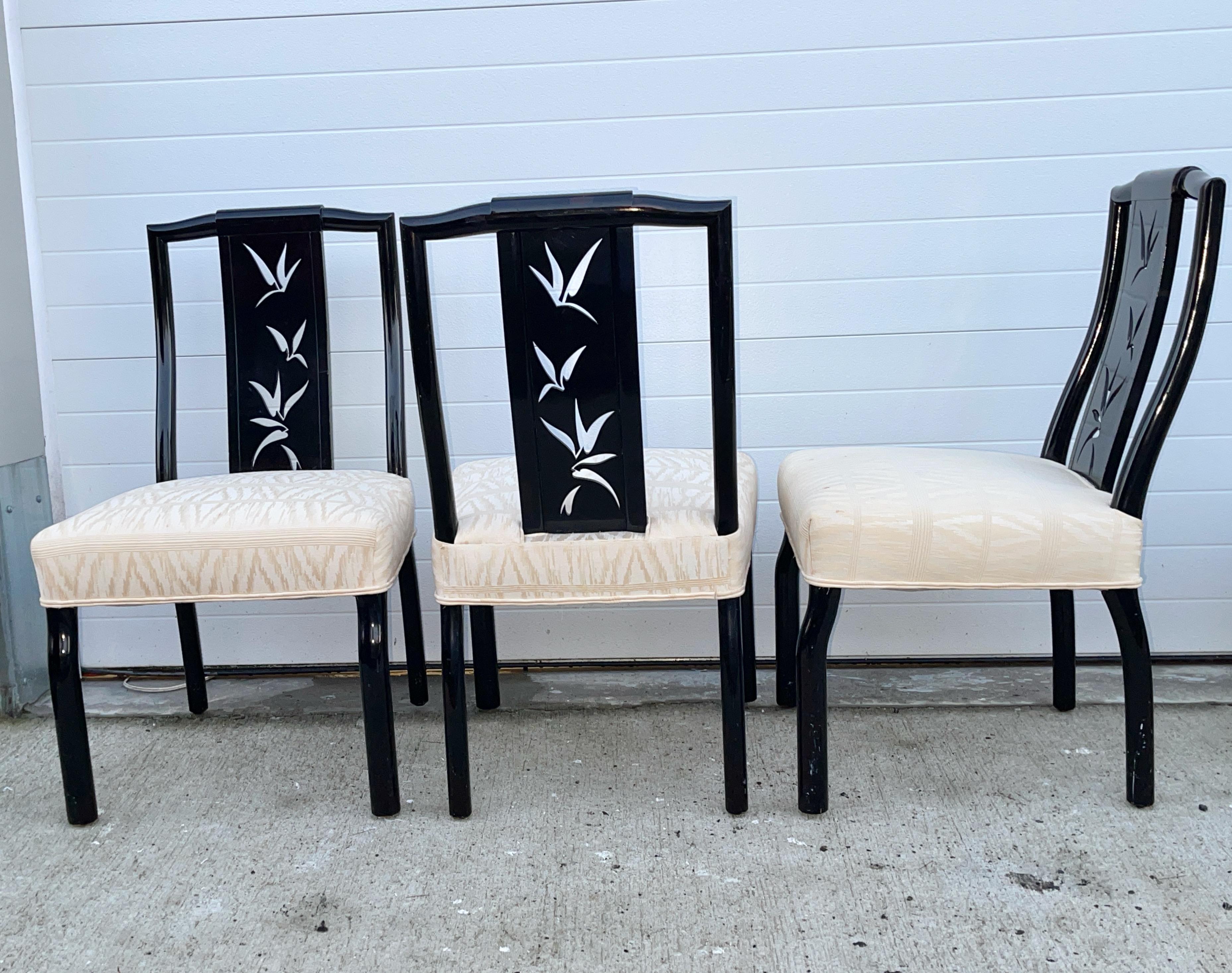 James Mont Black Lacquer Dining Chairs - Set of 6 For Sale 7