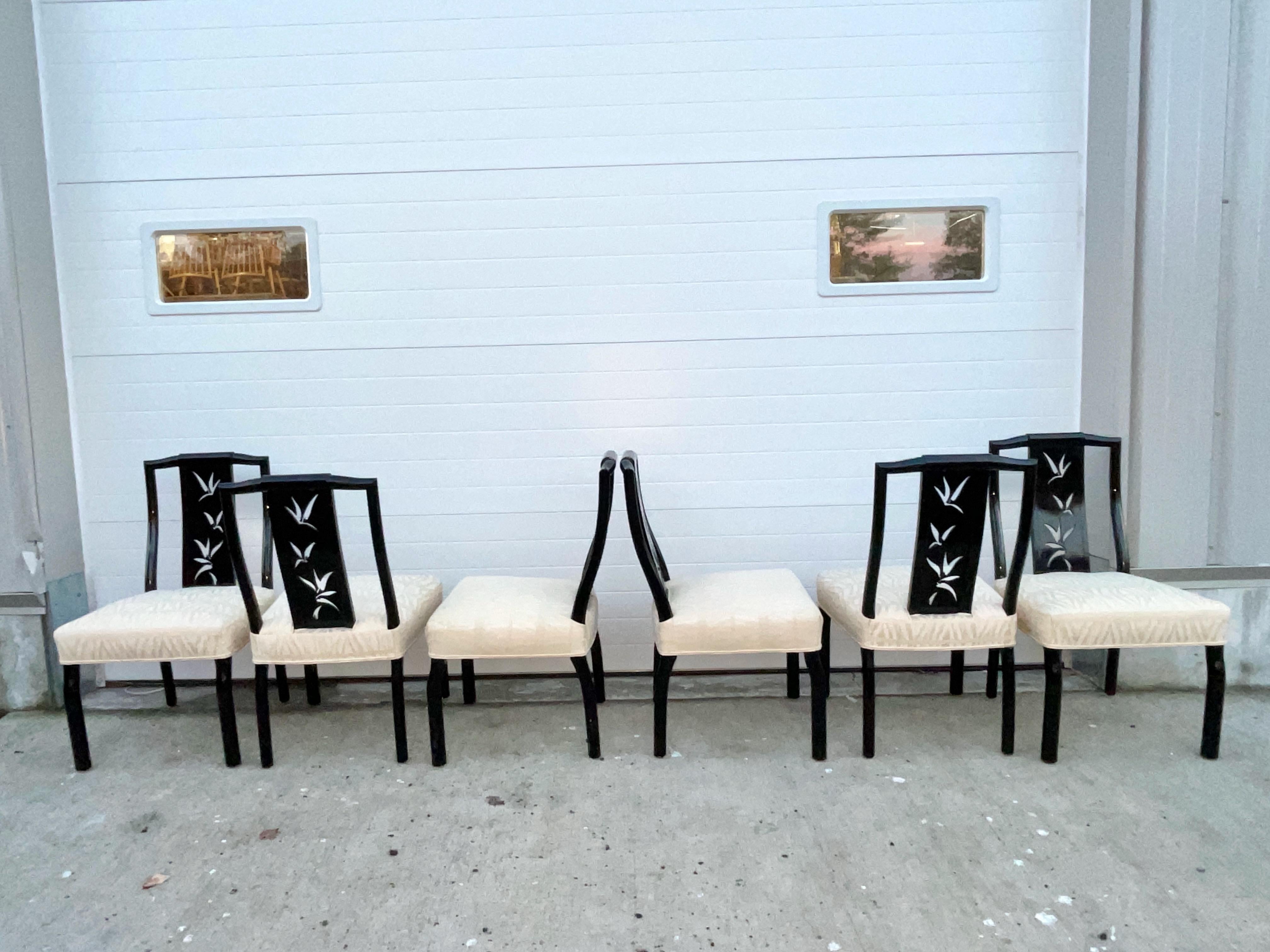 James Mont Black Lacquer Dining Chairs - Set of 6 For Sale 8