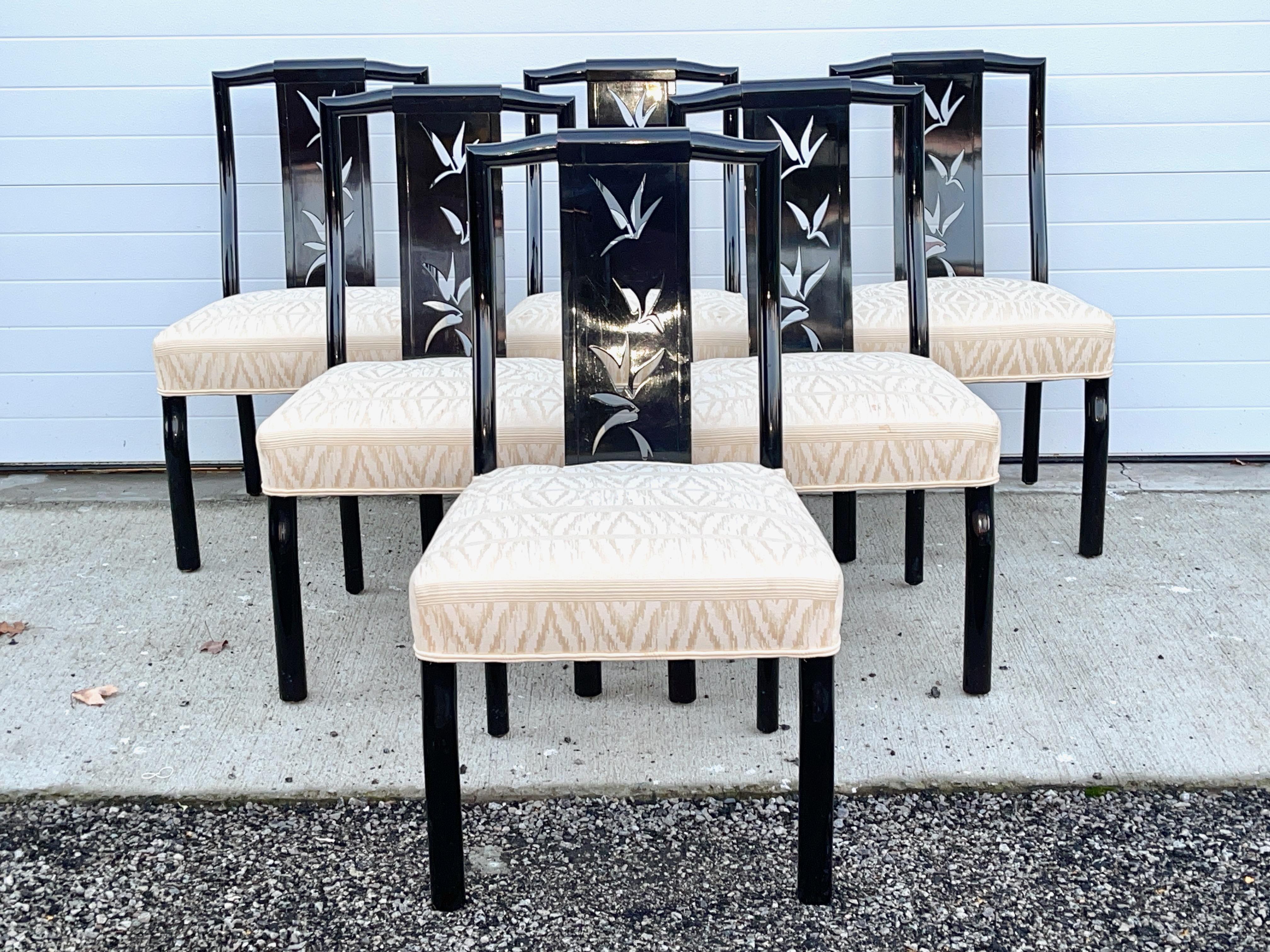 James Mont Black Lacquer Dining Chairs - Set of 6 For Sale 11
