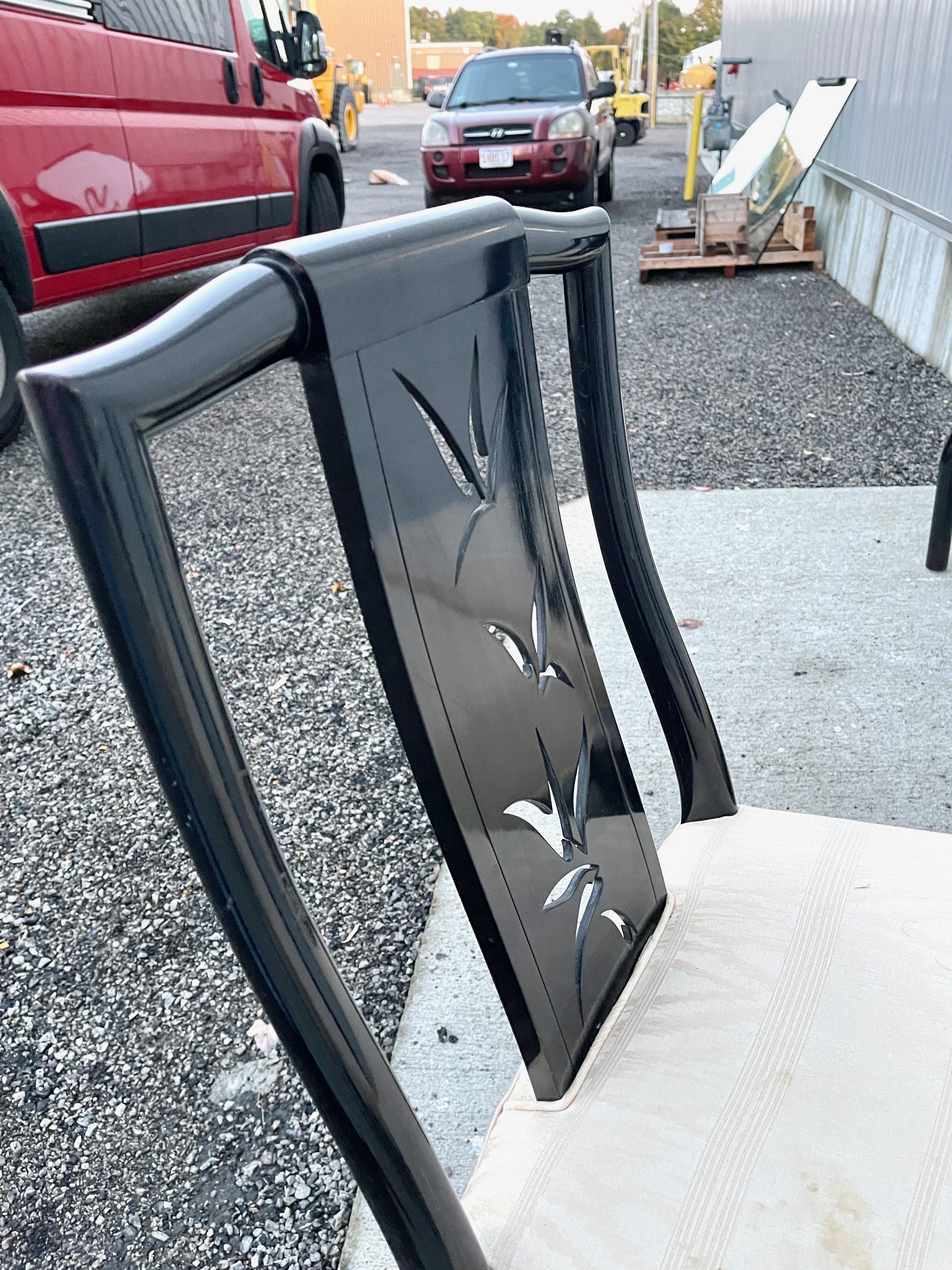 Mid-20th Century James Mont Black Lacquer Dining Chairs - Set of 6 For Sale