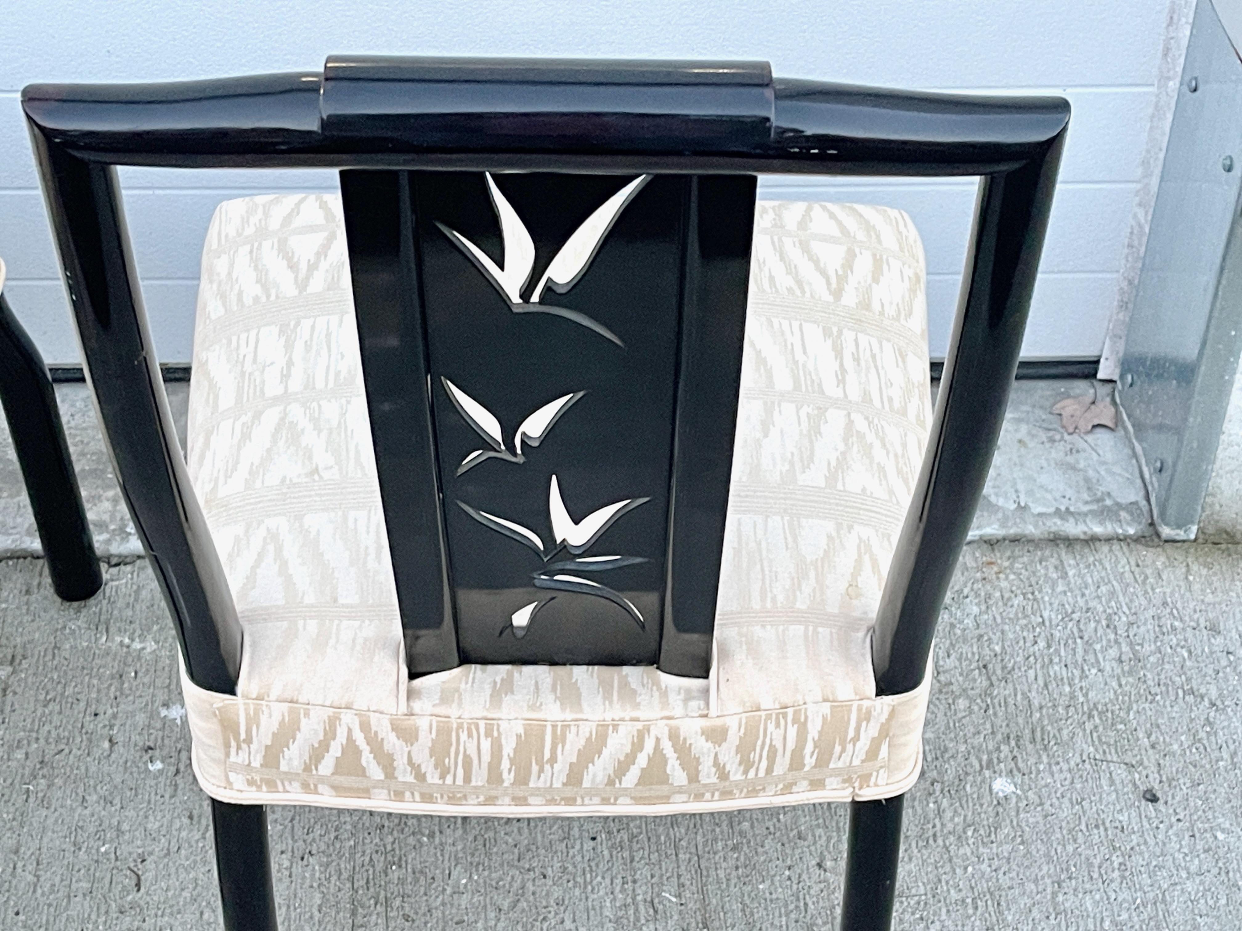 Hardwood James Mont Black Lacquer Dining Chairs - Set of 6 For Sale