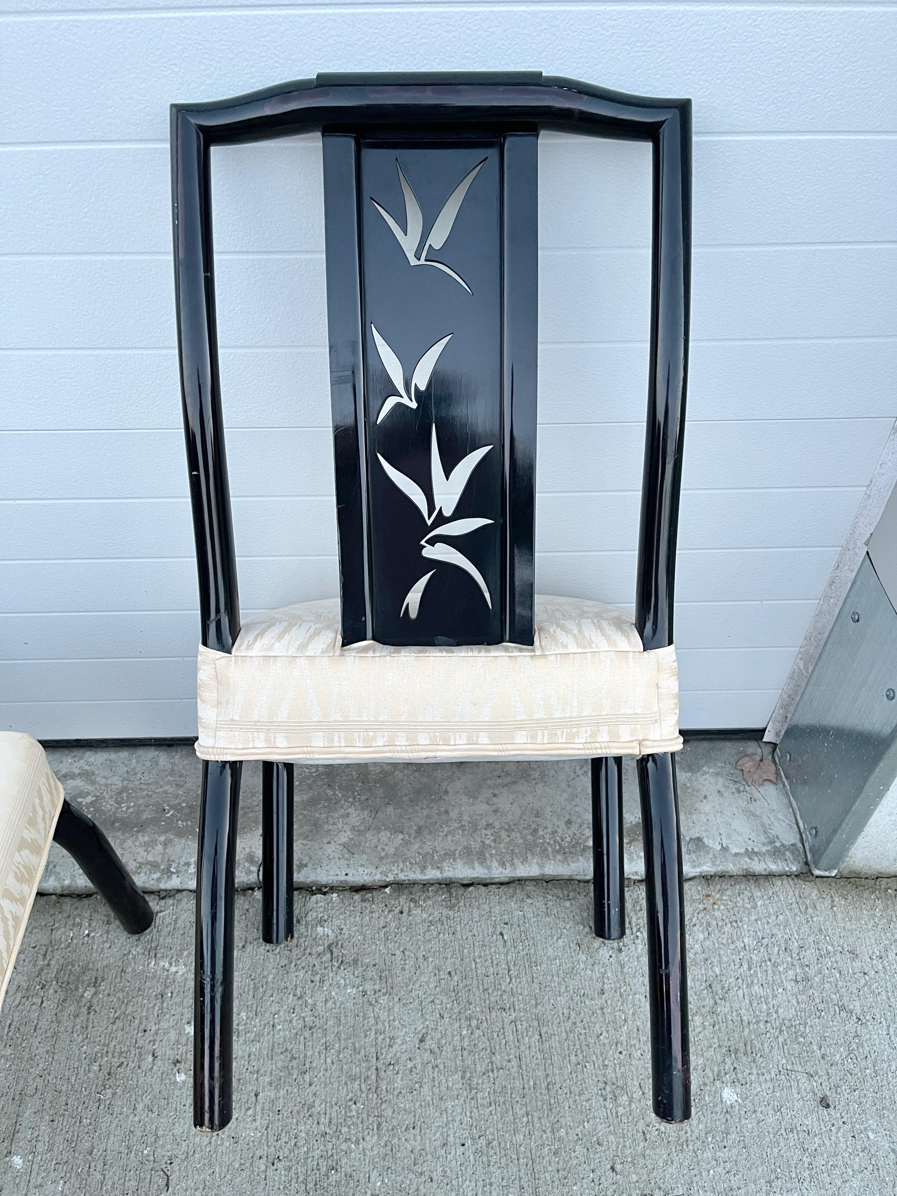 James Mont Black Lacquer Dining Chairs - Set of 6 For Sale 1