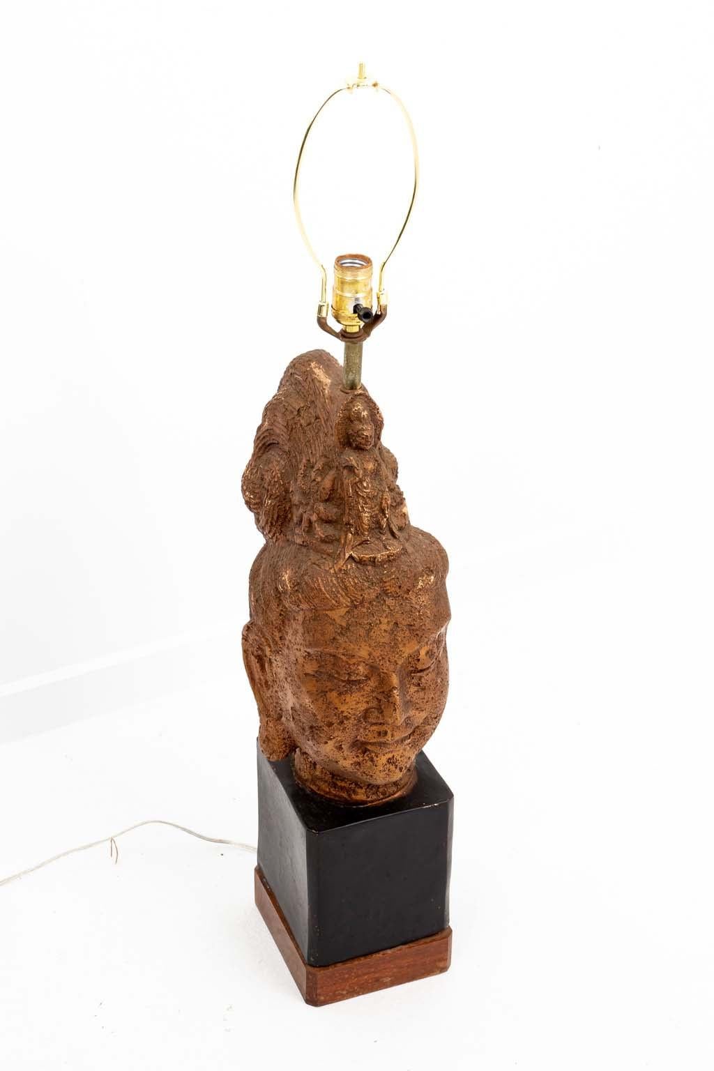 Mid-Century Modern James Mont Buddha Head Lamp For Sale