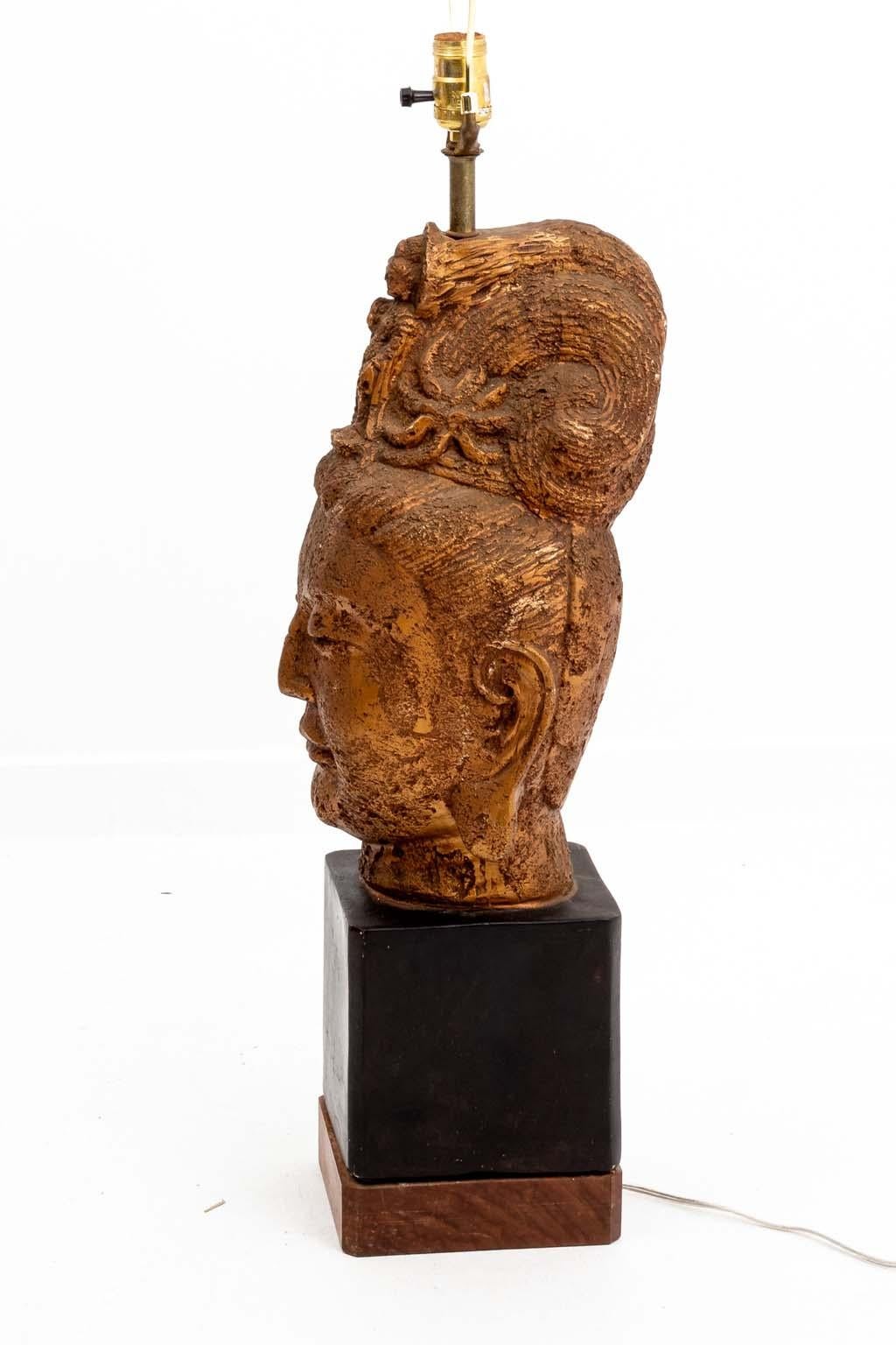 20th Century James Mont Buddha Head Lamp For Sale