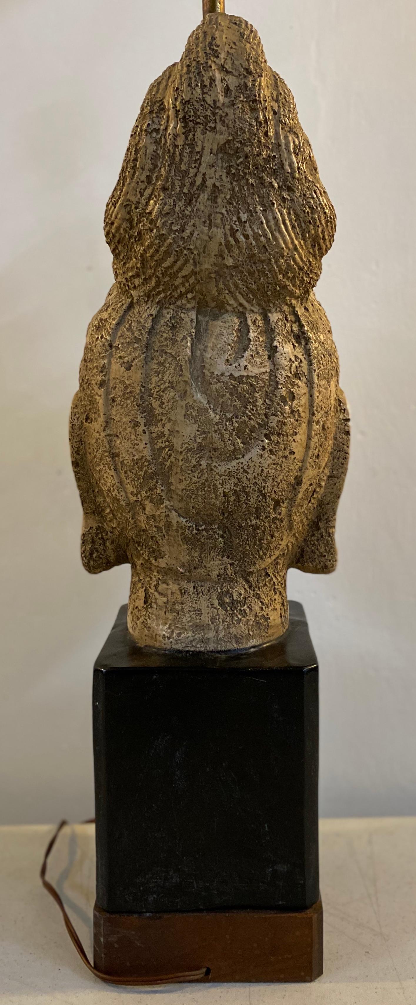 Mid-Century Modern James Mont Ceramic Tara Buddha Head Lamp, circa 1950 For Sale