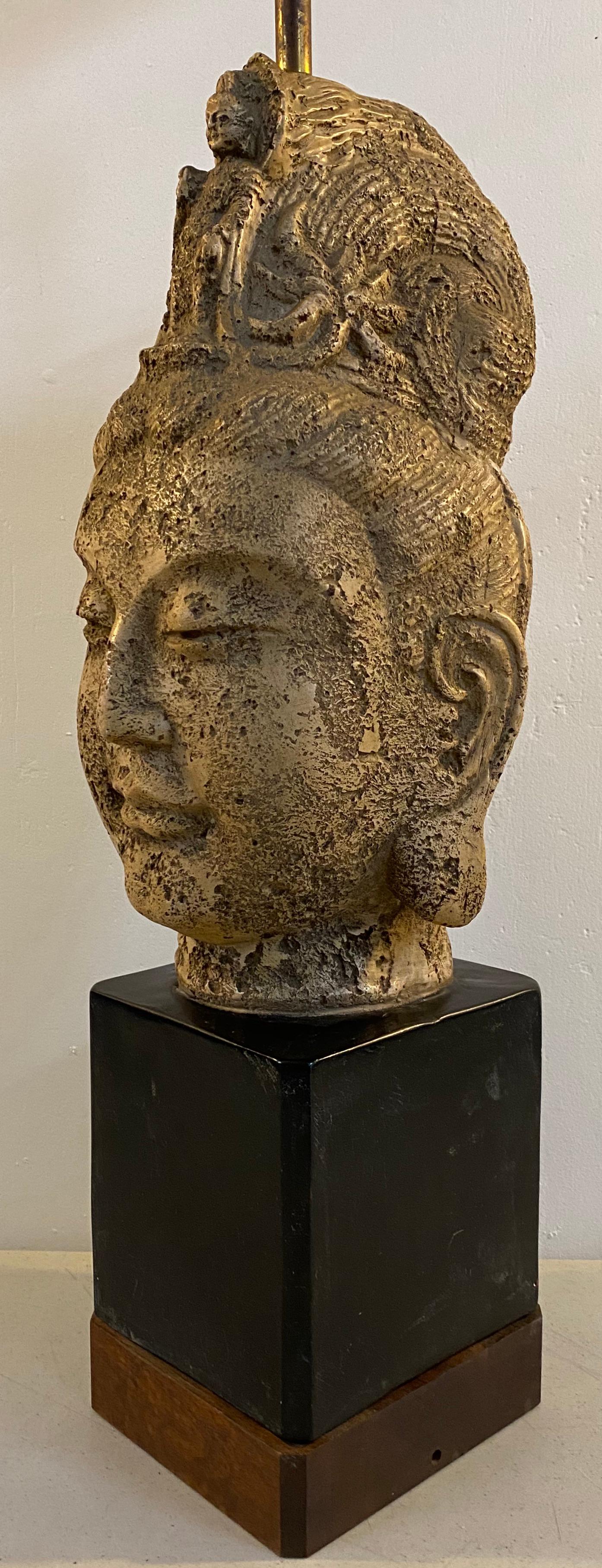 James Mont ceramic Tara Buddha head lamp, circa 1950

Dimensions: 6