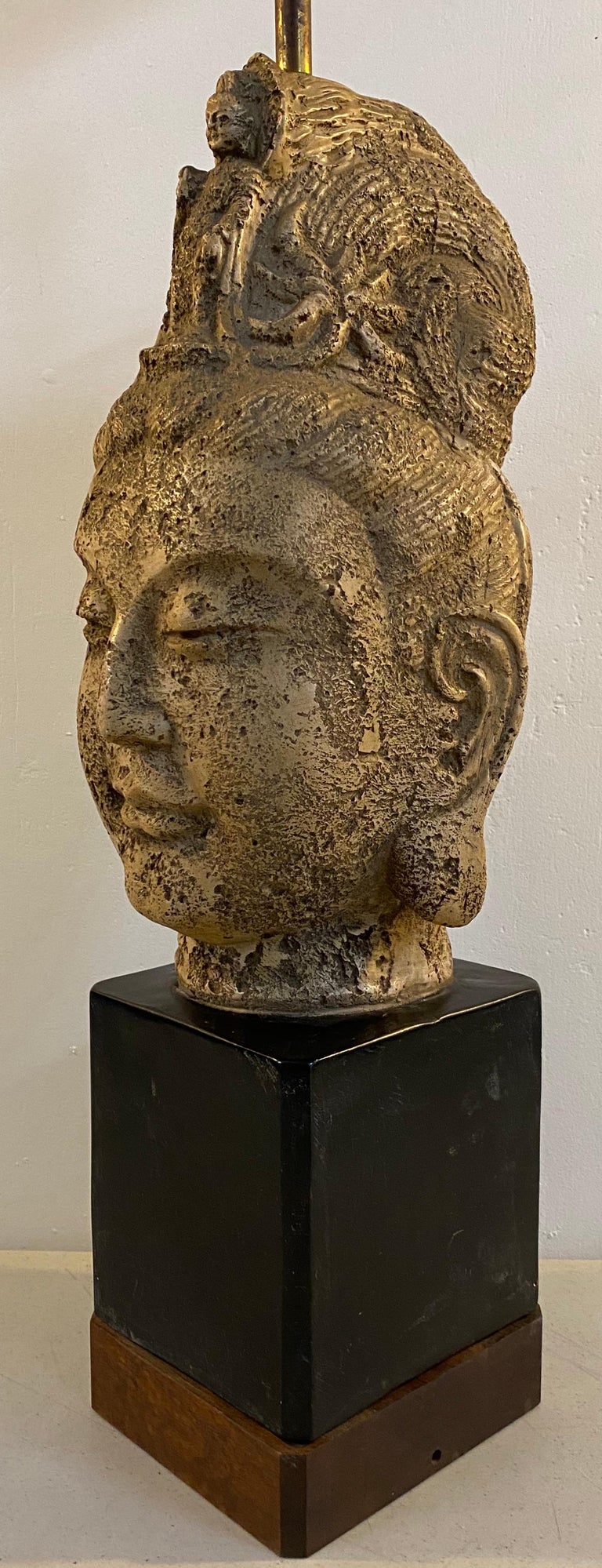 James Mont Ceramic Tara Buddha Head Lamp, circa 1950 For Sale at 1stDibs