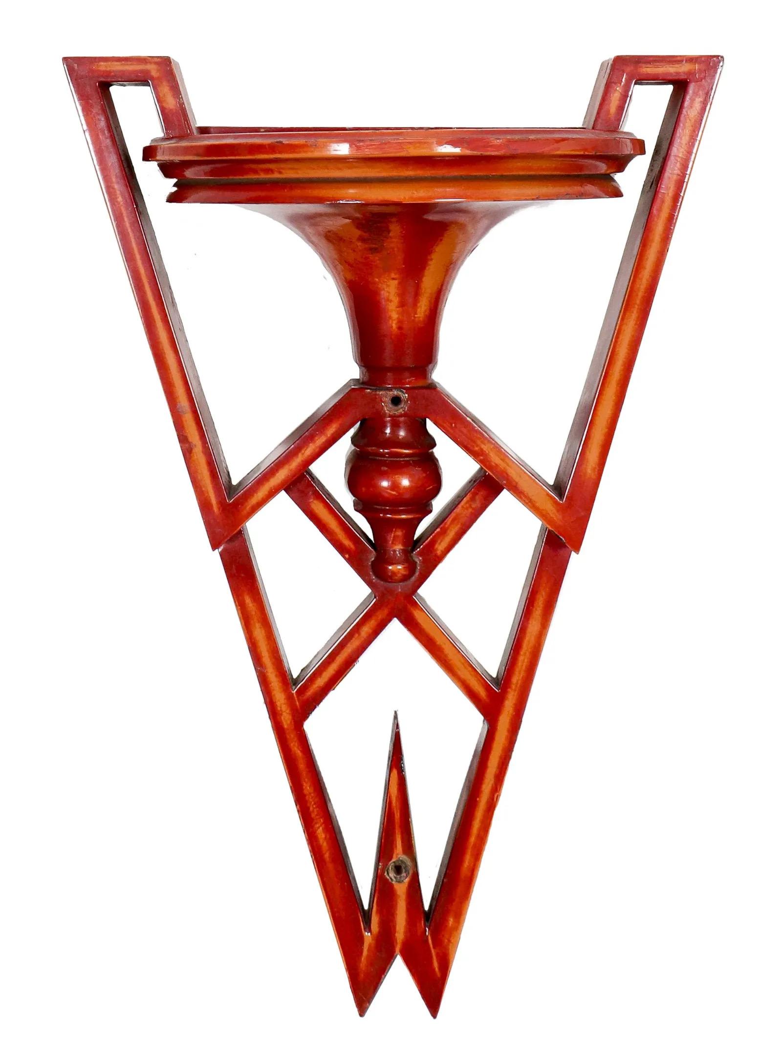 Hand-Carved James Mont Cinnabar Lacquered Wall Bracket For Sale