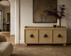 James Mont, Credenza, Yellow Painted Wood, USA, 1950s