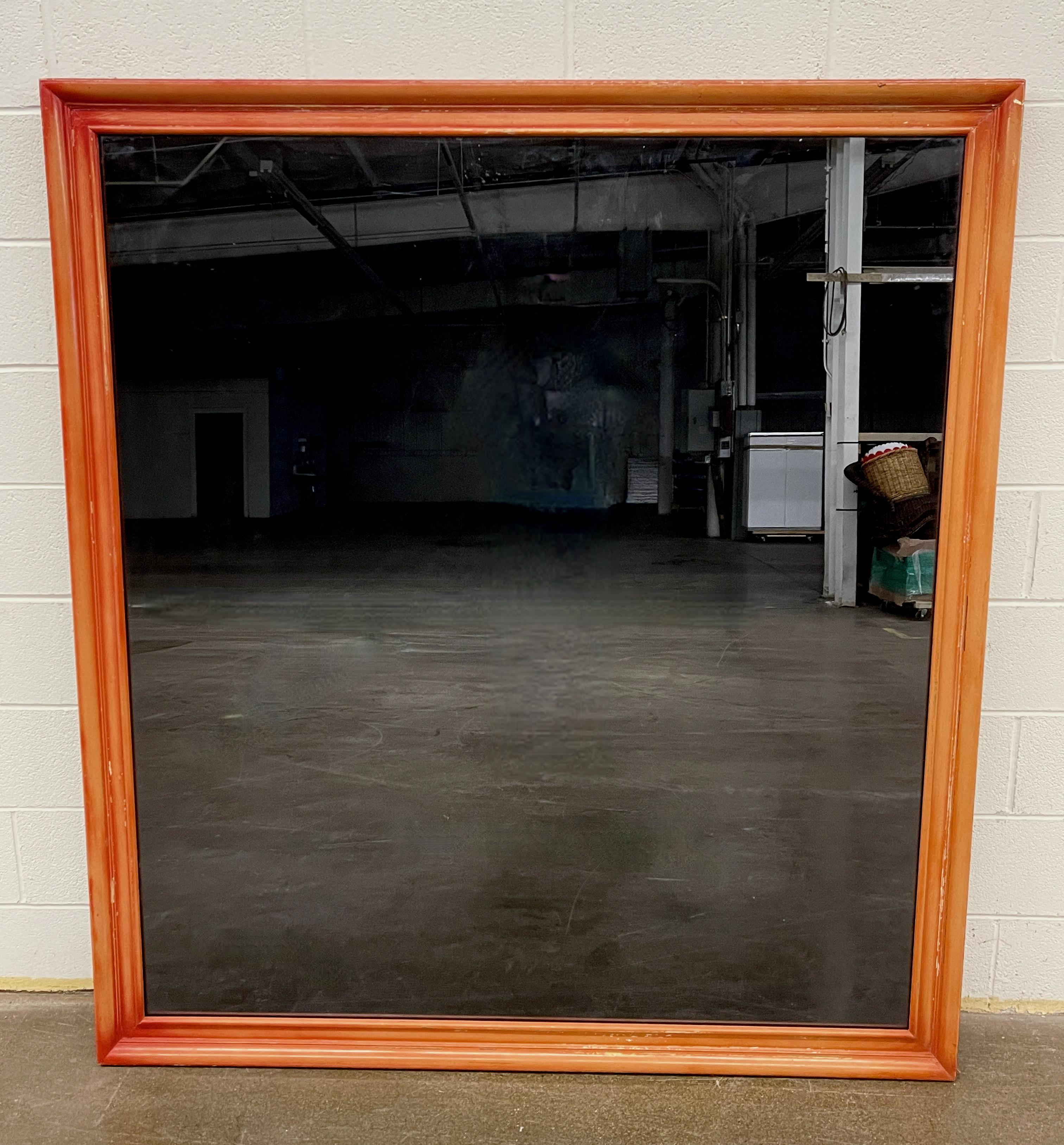 James Mont Dark Tinted Mirror in Cinnabar Lacquer Frame For Sale 9