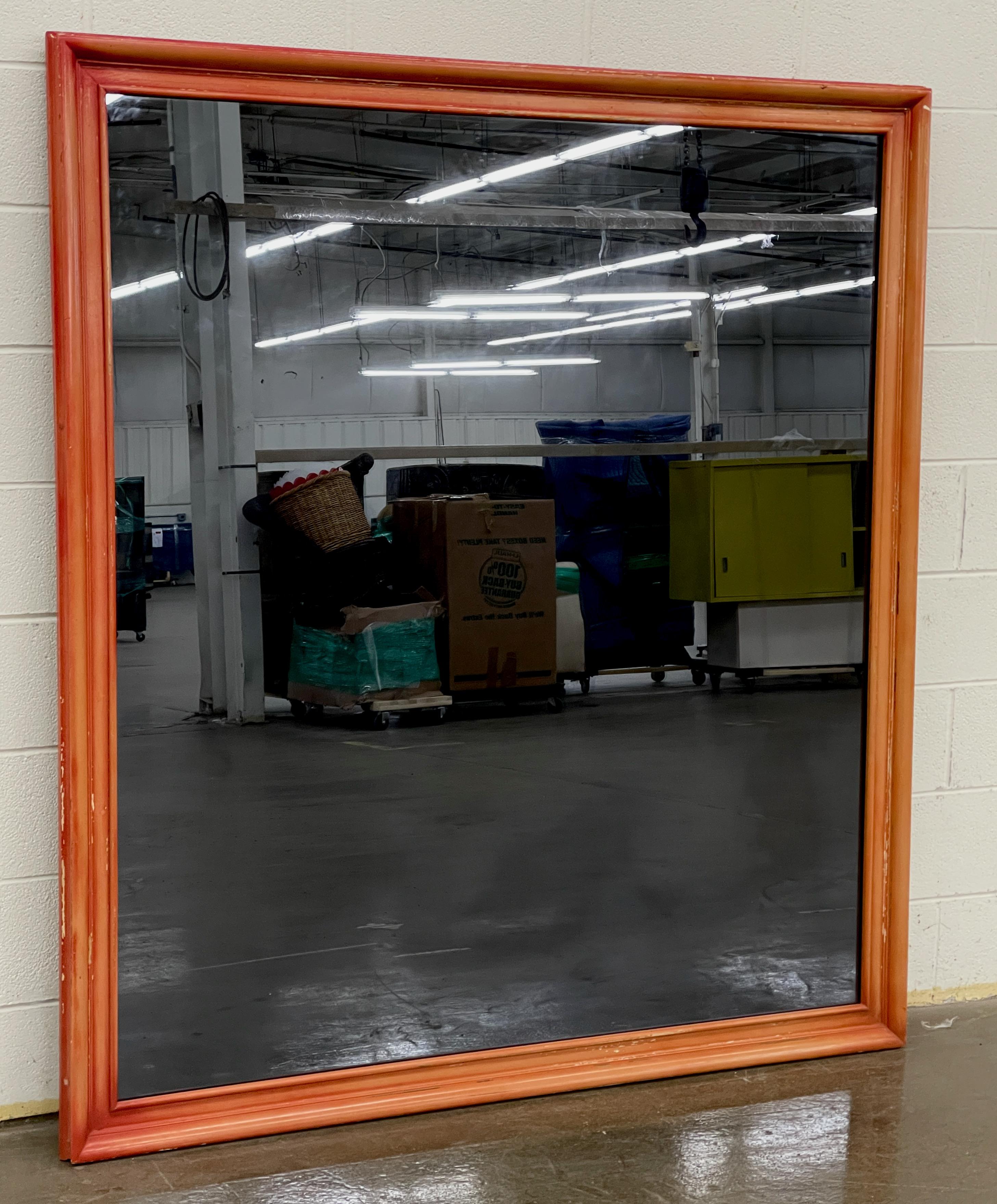Mid-20th Century James Mont Dark Tinted Mirror in Cinnabar Lacquer Frame For Sale