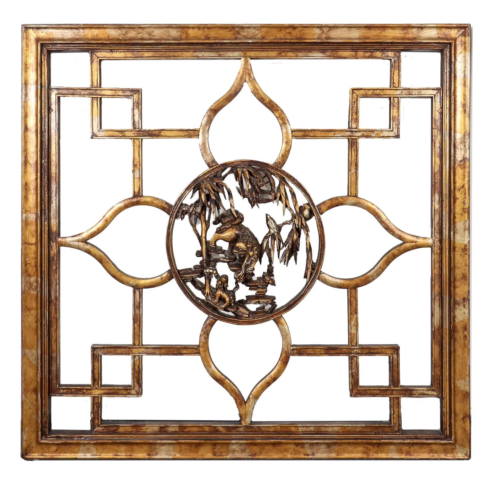 Mid-20th Century James Mont Designs Asian Giltwood Panel For Sale