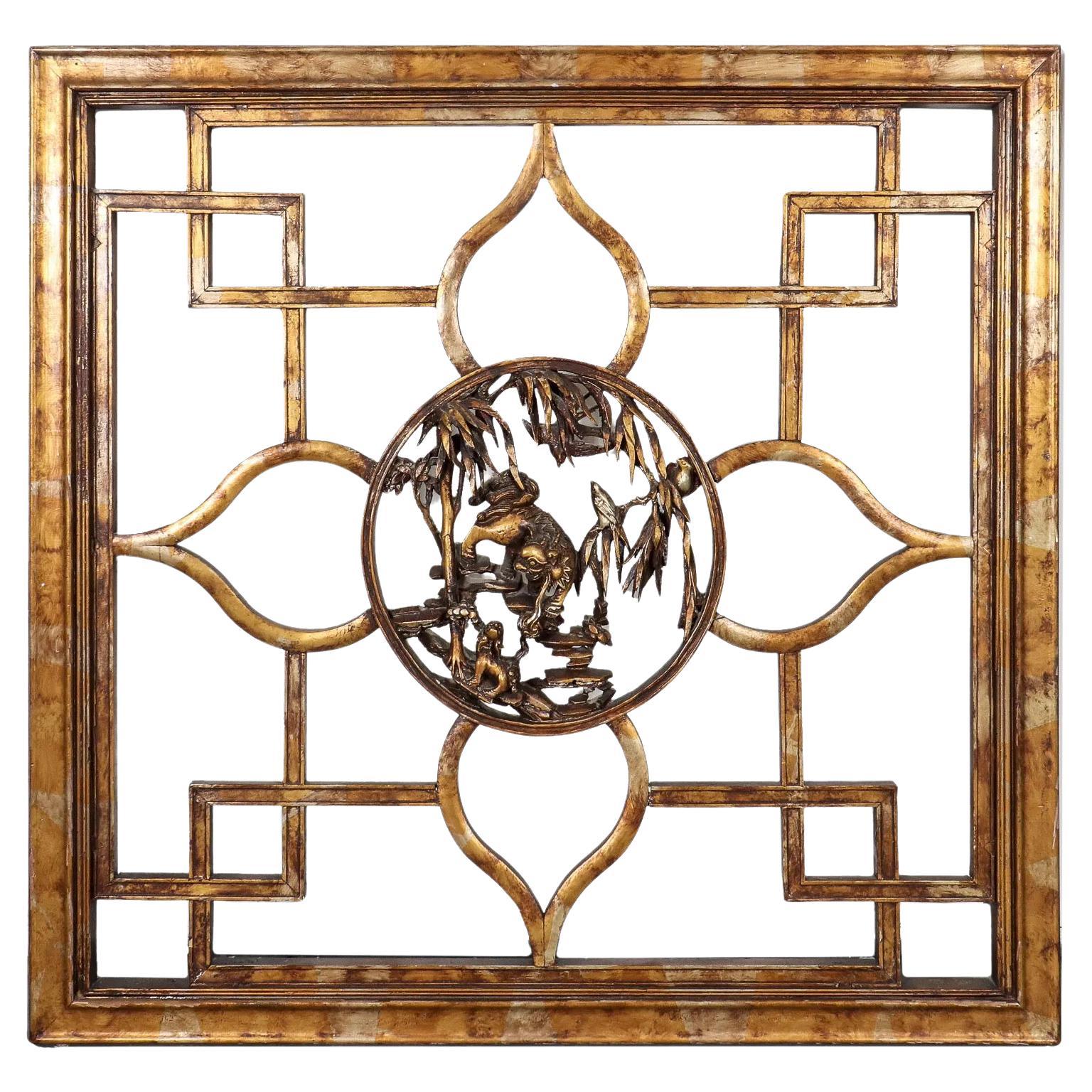 James Mont Designs Asian Giltwood Panel For Sale