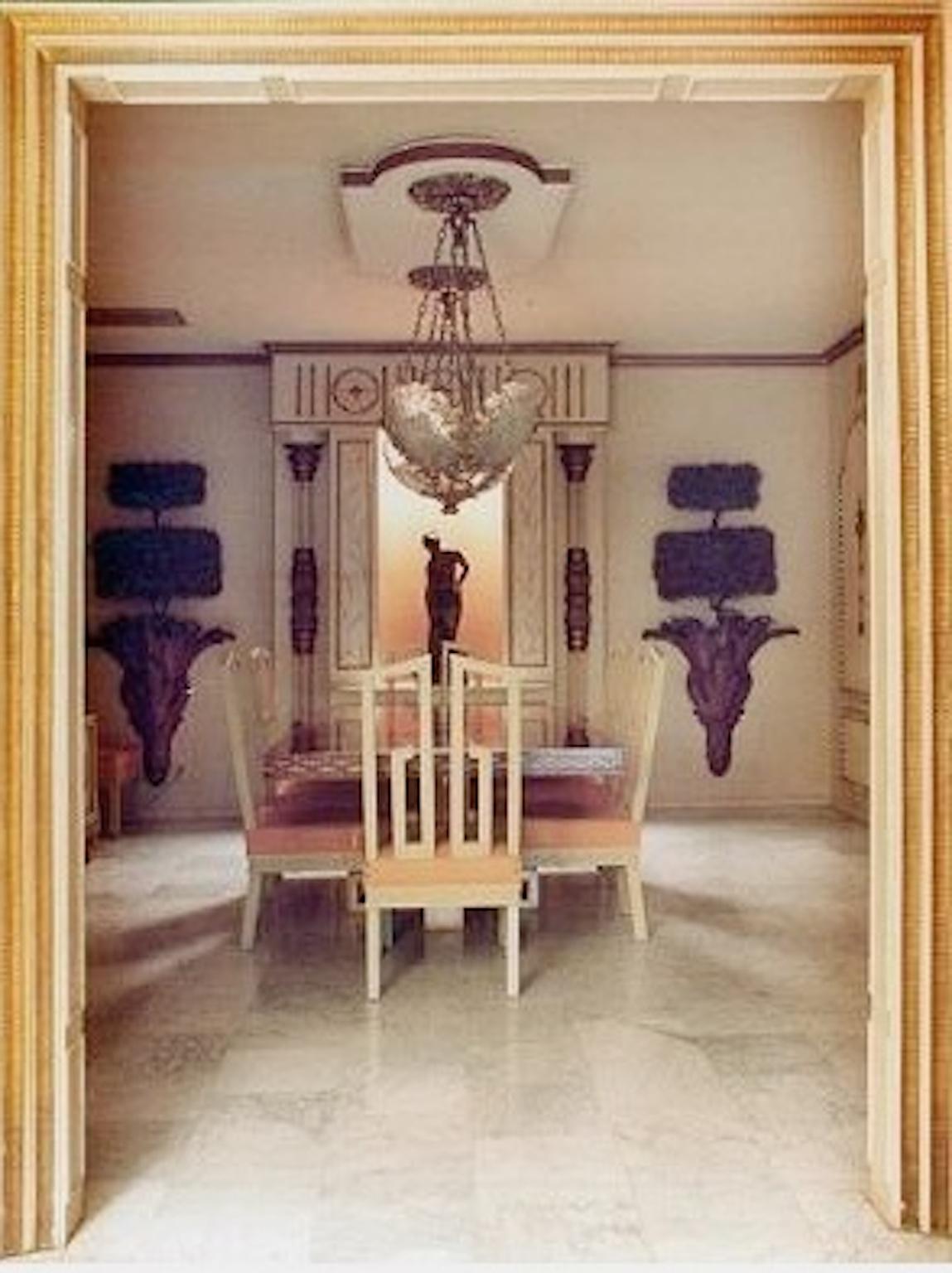 Table de salle à manger Greek Key de James Mont Designs et 10 chaises argentées et vertes en vente 11