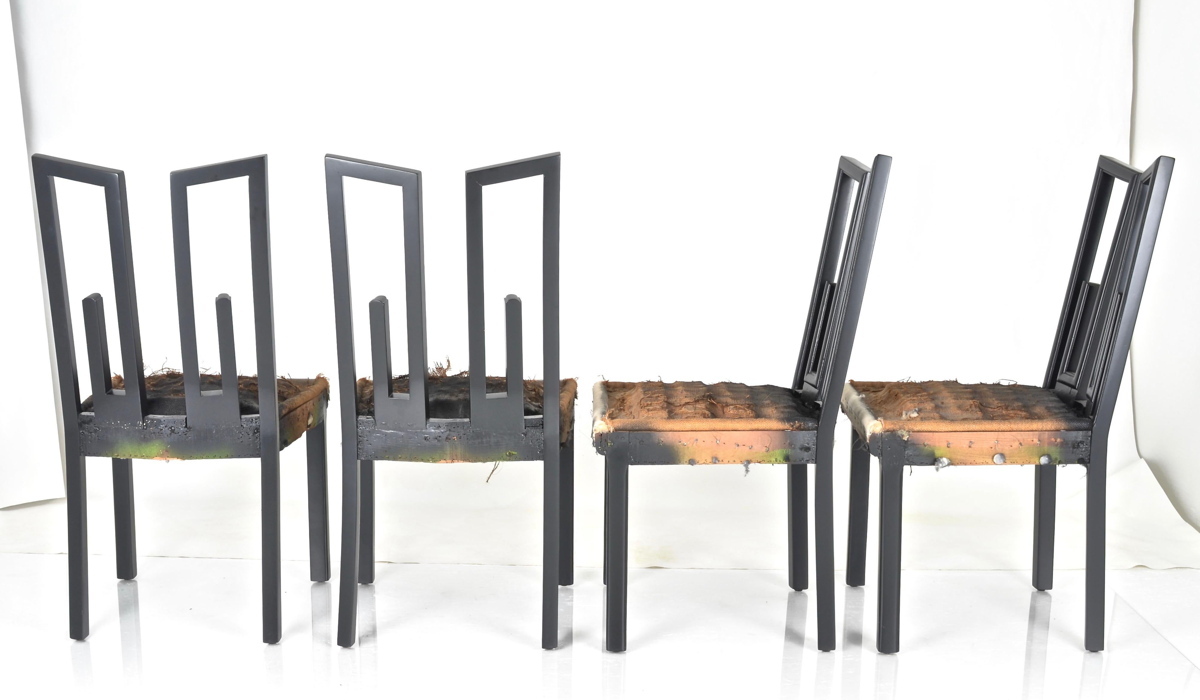 Mid-20th Century James Mont Dining Table and Chairs in Black Lacquer, 1950s