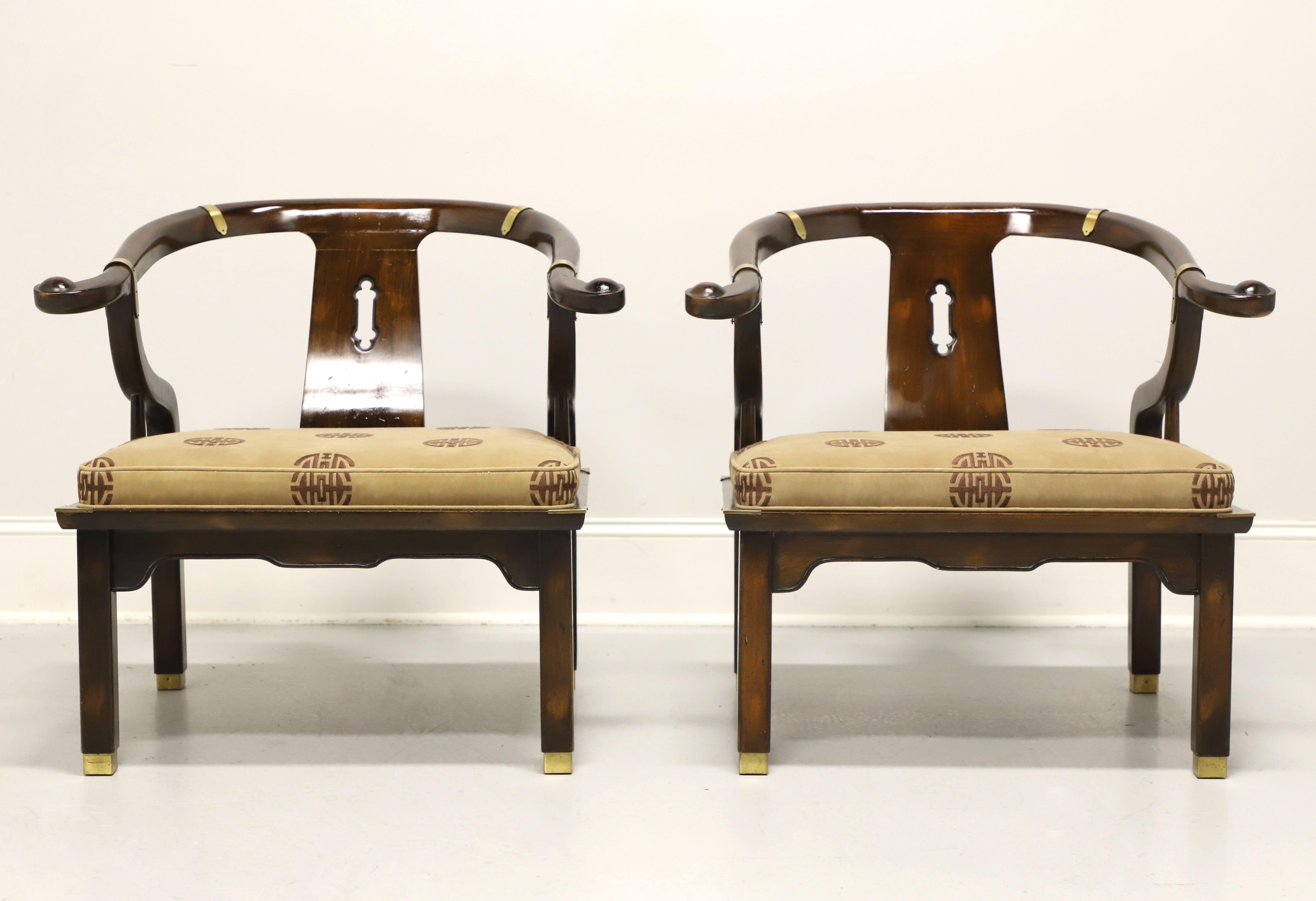 Chinoiserie JAMES MONT for CENTURY Asian Ming Style Horseshoe Armchairs - Pair For Sale