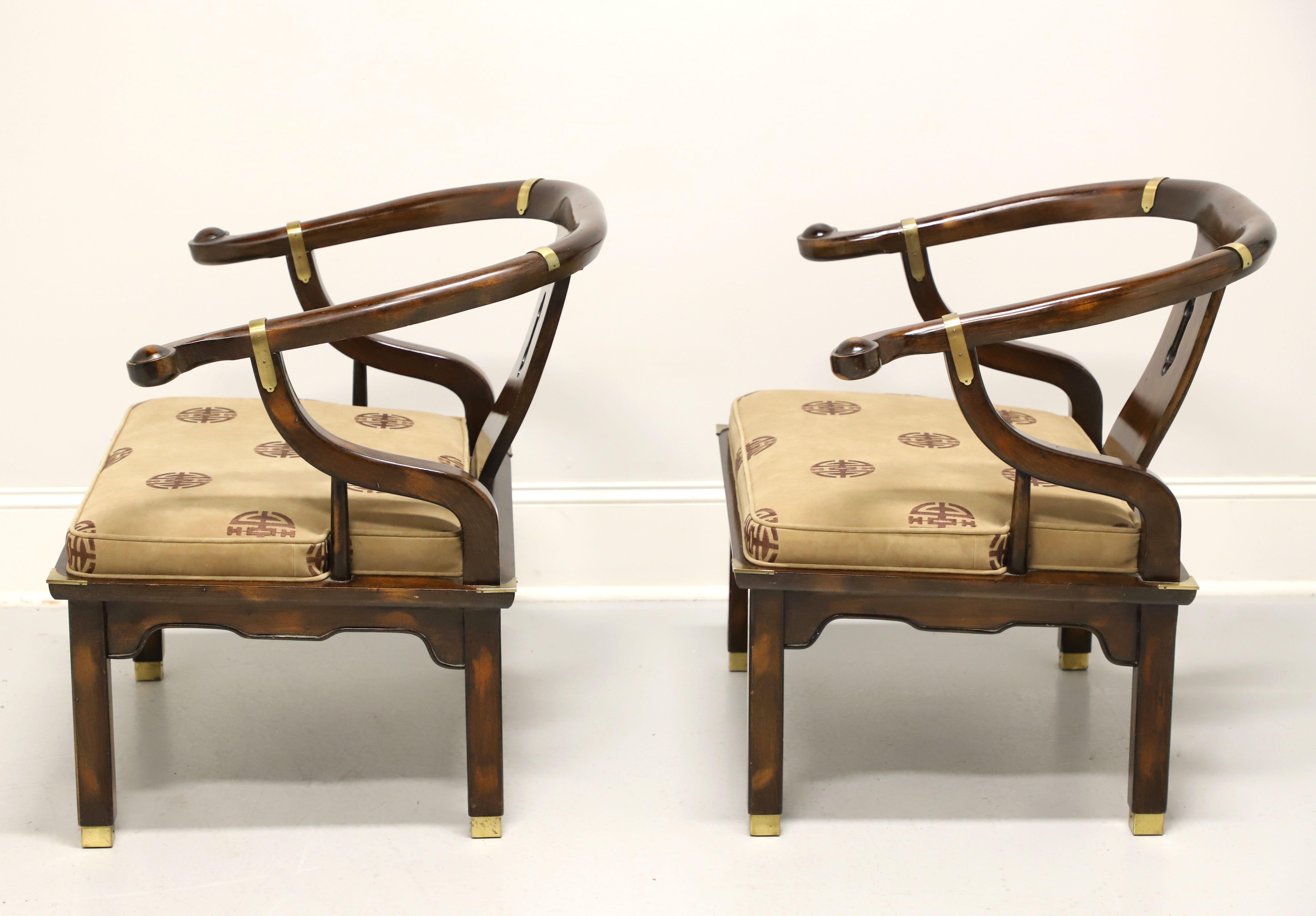 20th Century JAMES MONT for CENTURY Asian Ming Style Horseshoe Armchairs - Pair For Sale