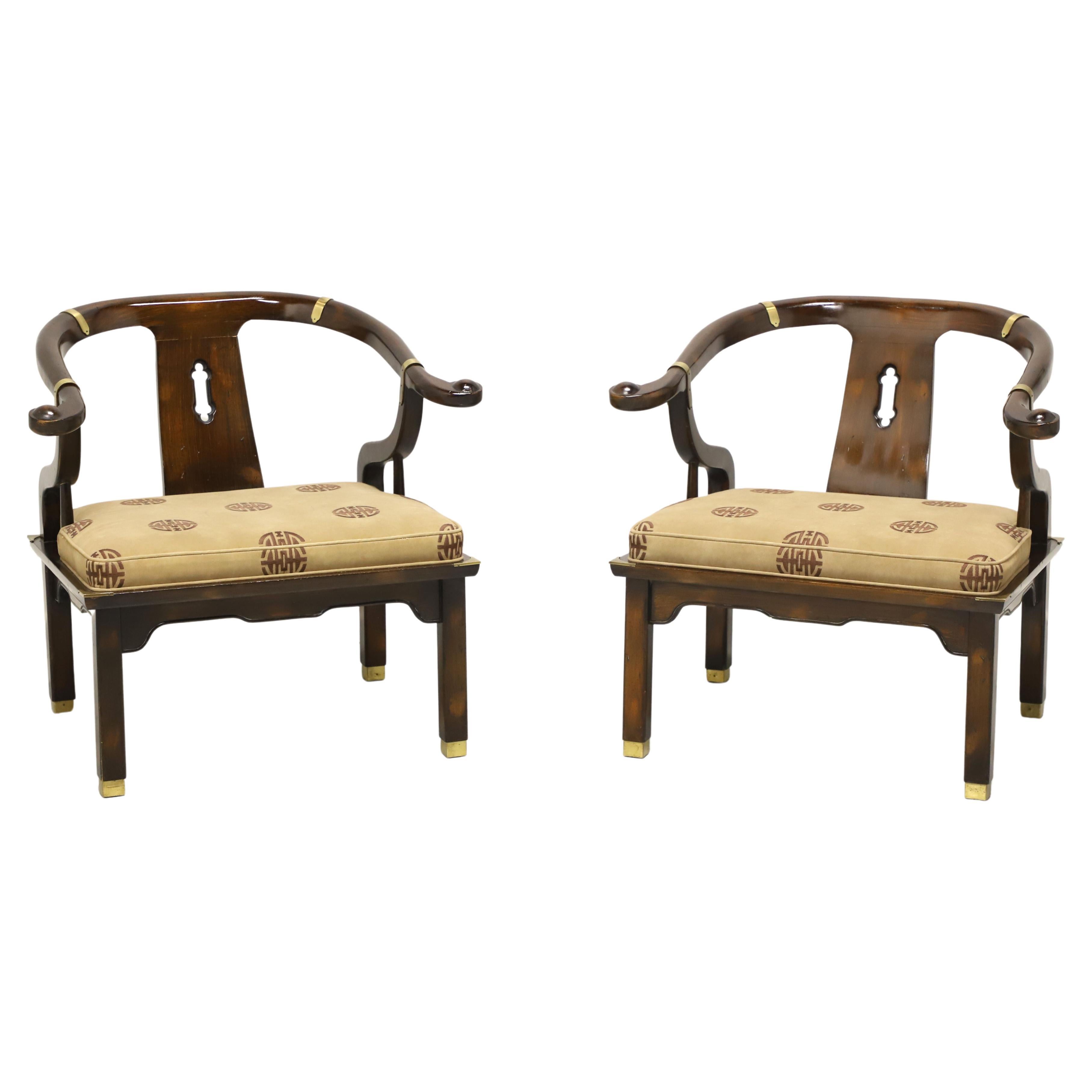 JAMES MONT for CENTURY Asian Ming Style Horseshoe Armchairs - Pair