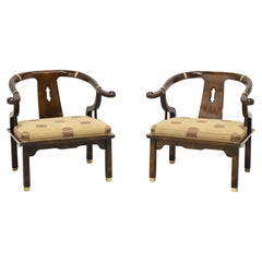 Retro JAMES MONT for CENTURY Asian Ming Style Horseshoe Armchairs - Pair