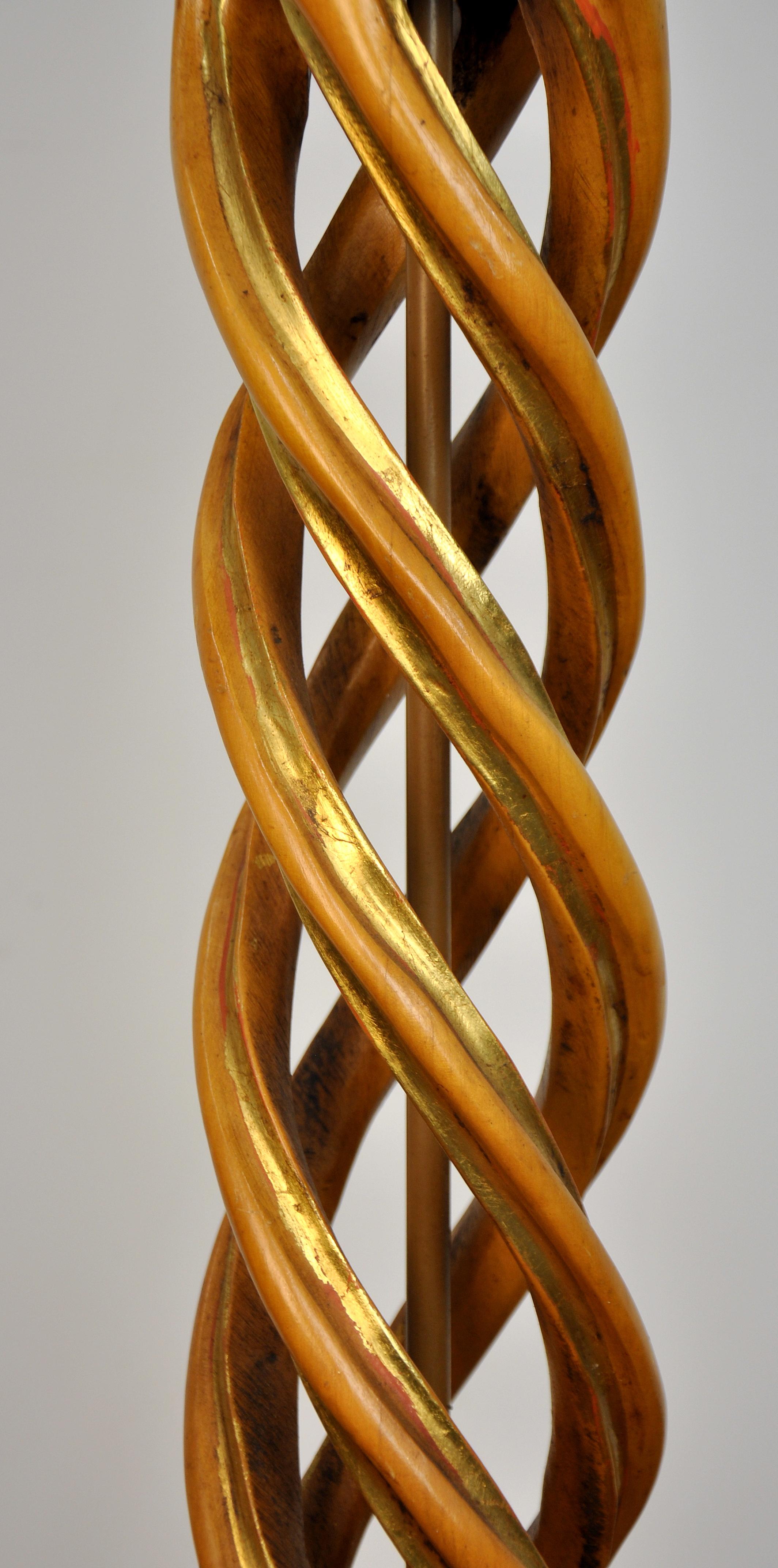 Mid-Century Modern James Mont Gilt Wood Spiral Lamp For Sale