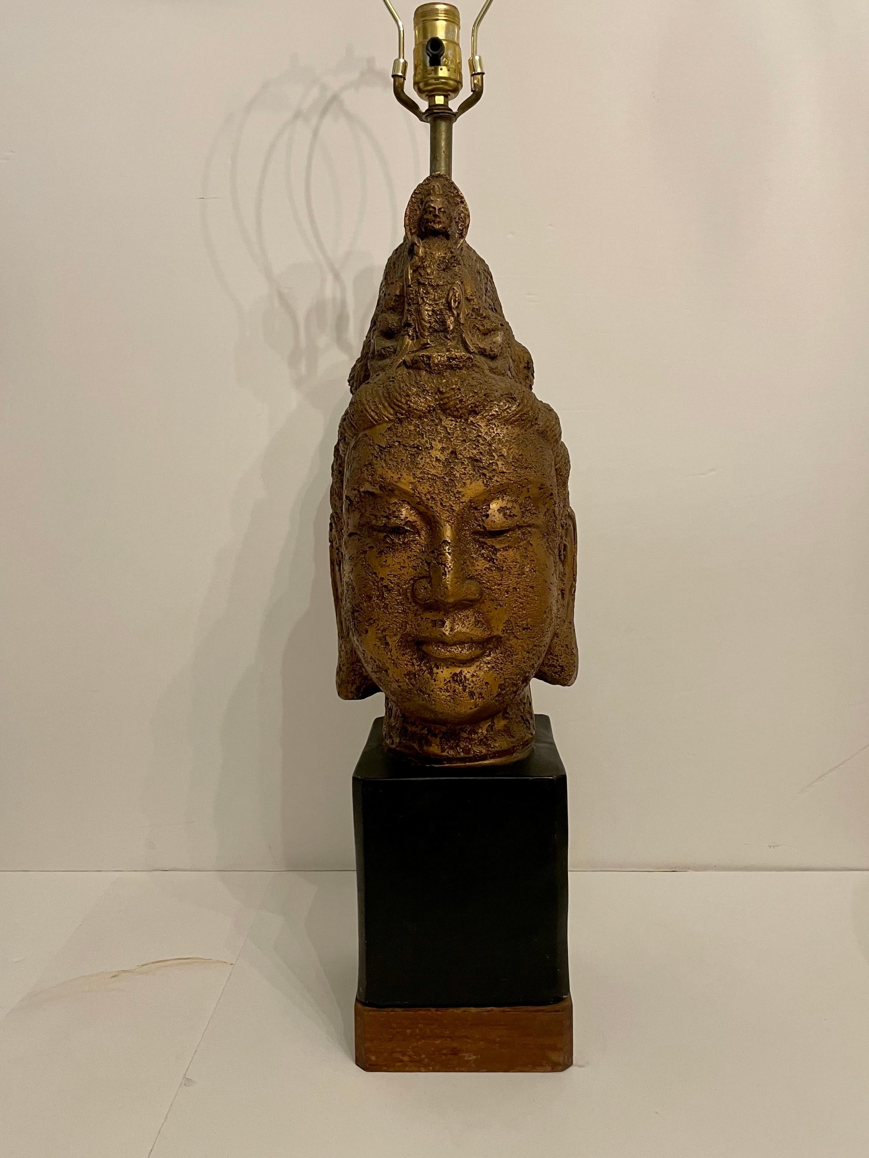 Mid-Century Modern James Mont Gold Buddha Lamp