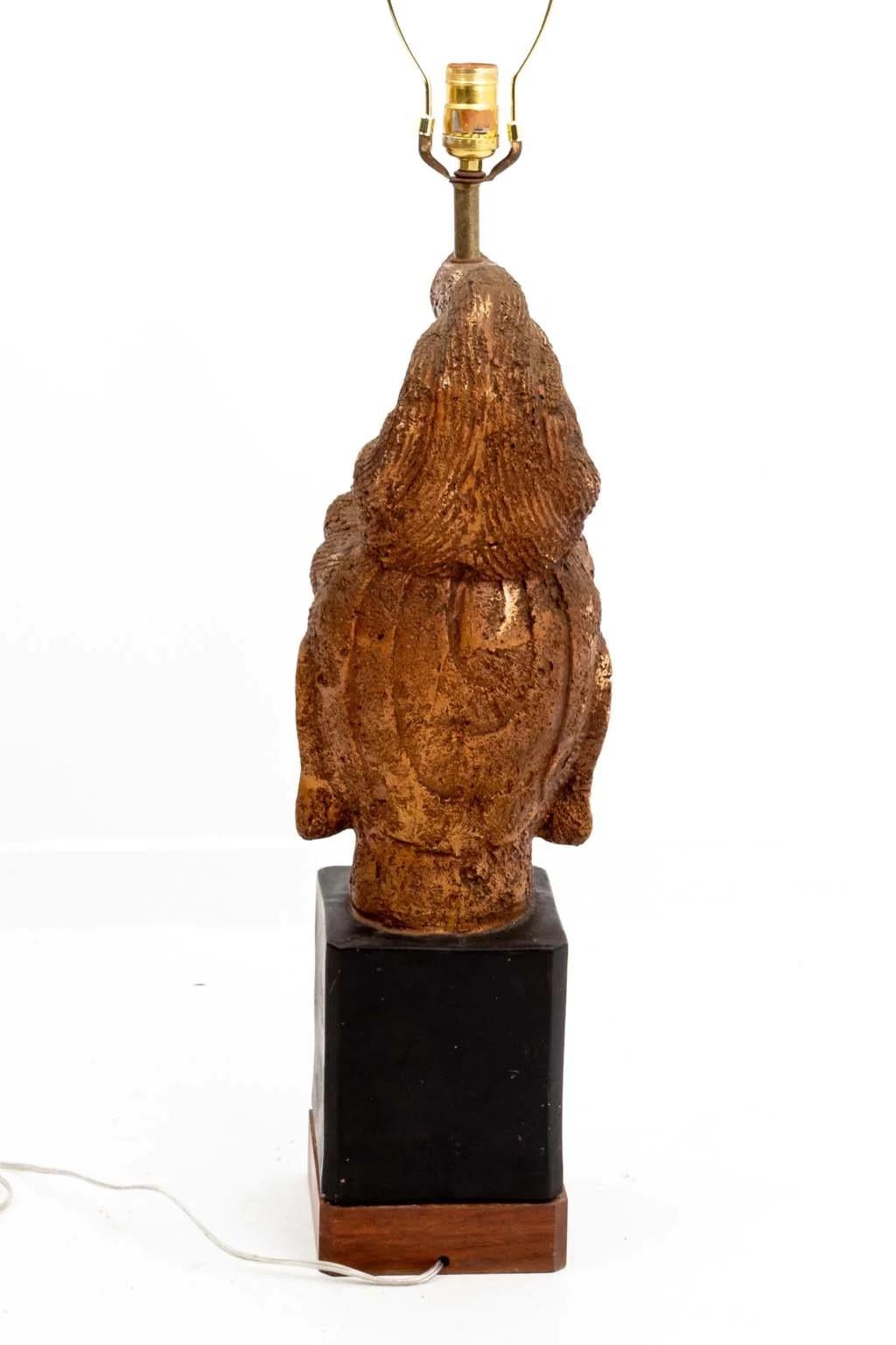 Gilt James Mont Gold Buddha Lamp For Sale