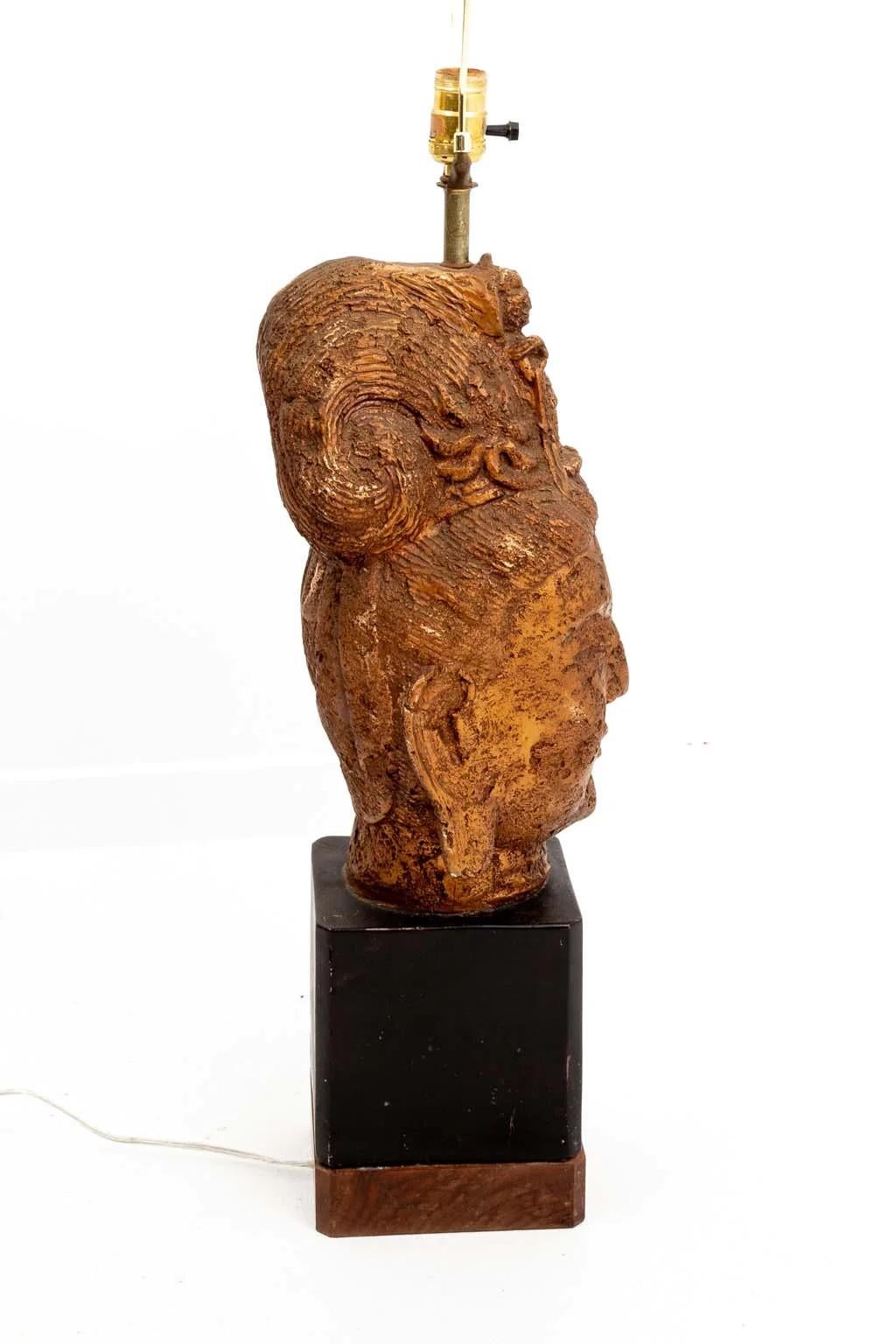 James Mont Gold Buddha Lamp In Good Condition For Sale In New York, NY