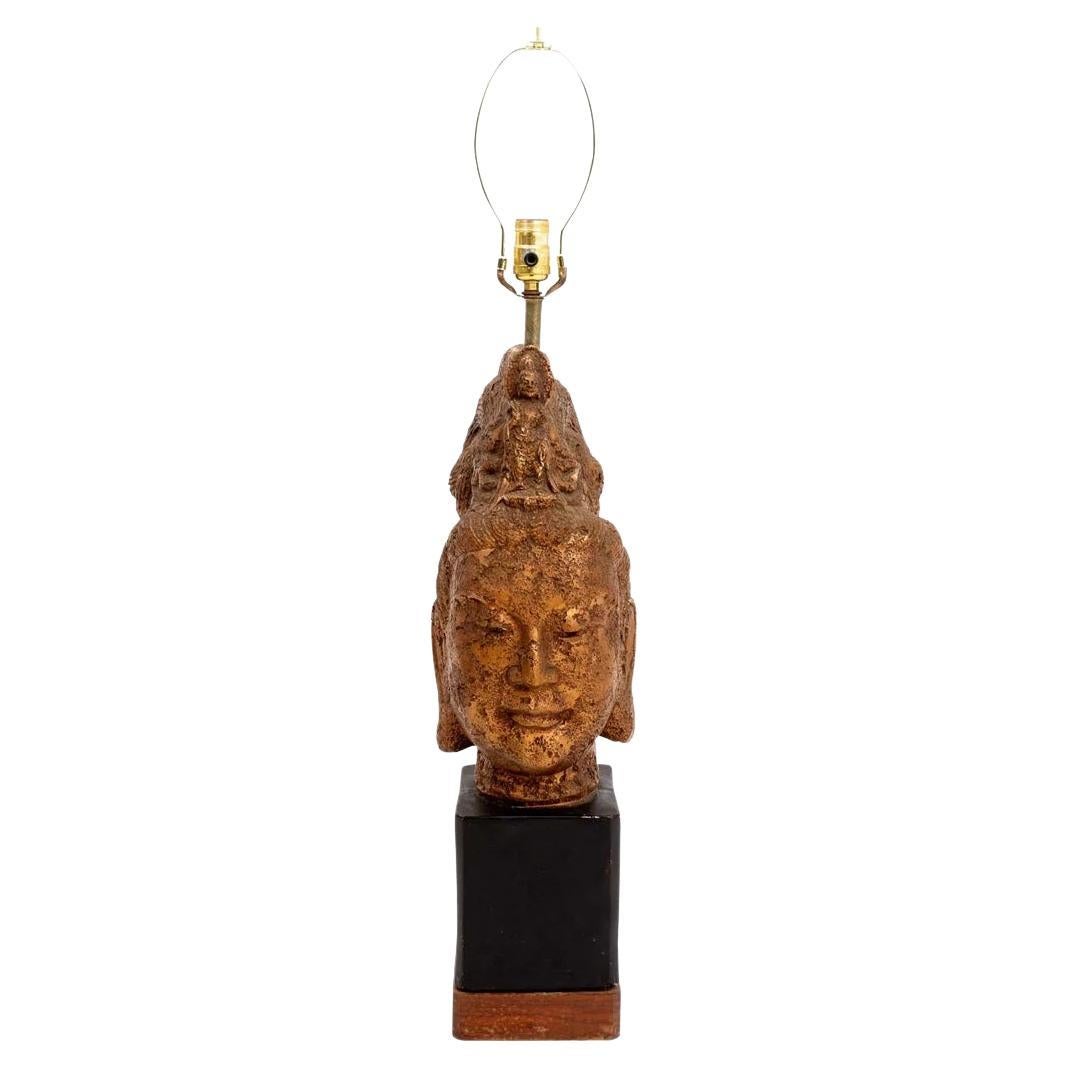 Lampe Bouddha en or de James Mont en vente