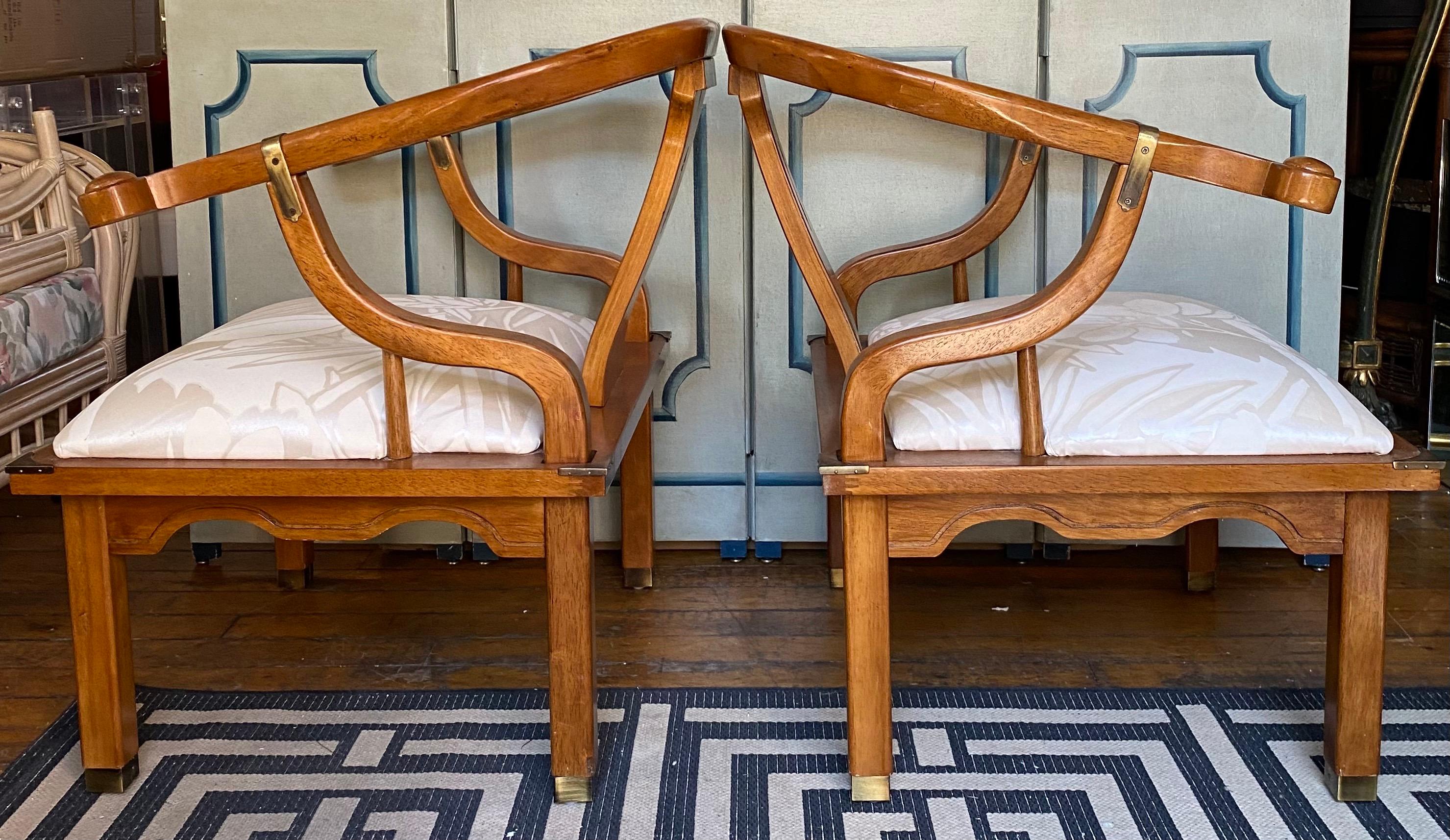 James Mont Hollywood Regency Style Chinoiserie Lounge Chairs, 1970's In Good Condition For Sale In Lambertville, NJ
