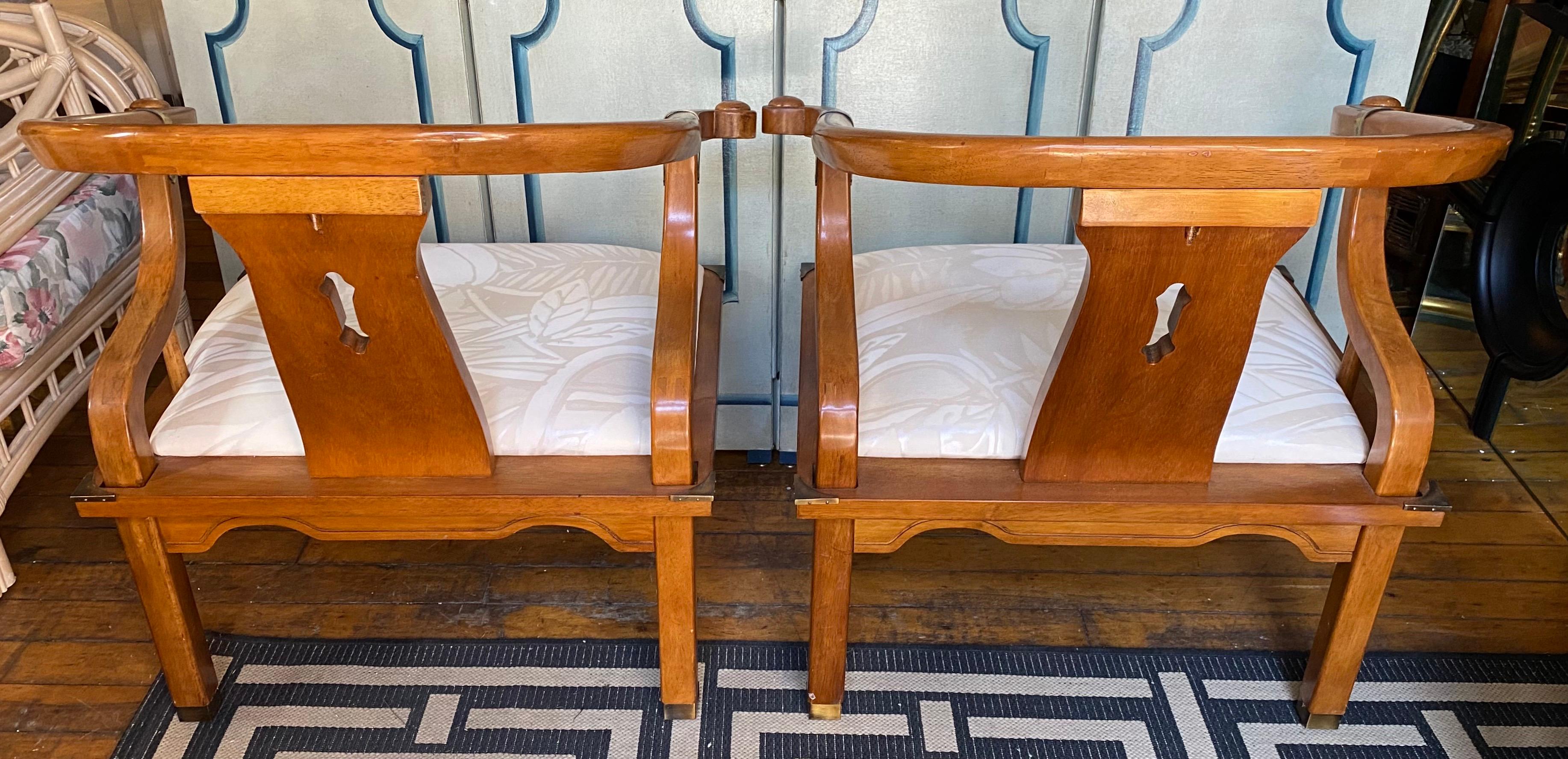 Late 20th Century James Mont Hollywood Regency Style Chinoiserie Lounge Chairs, 1970's For Sale
