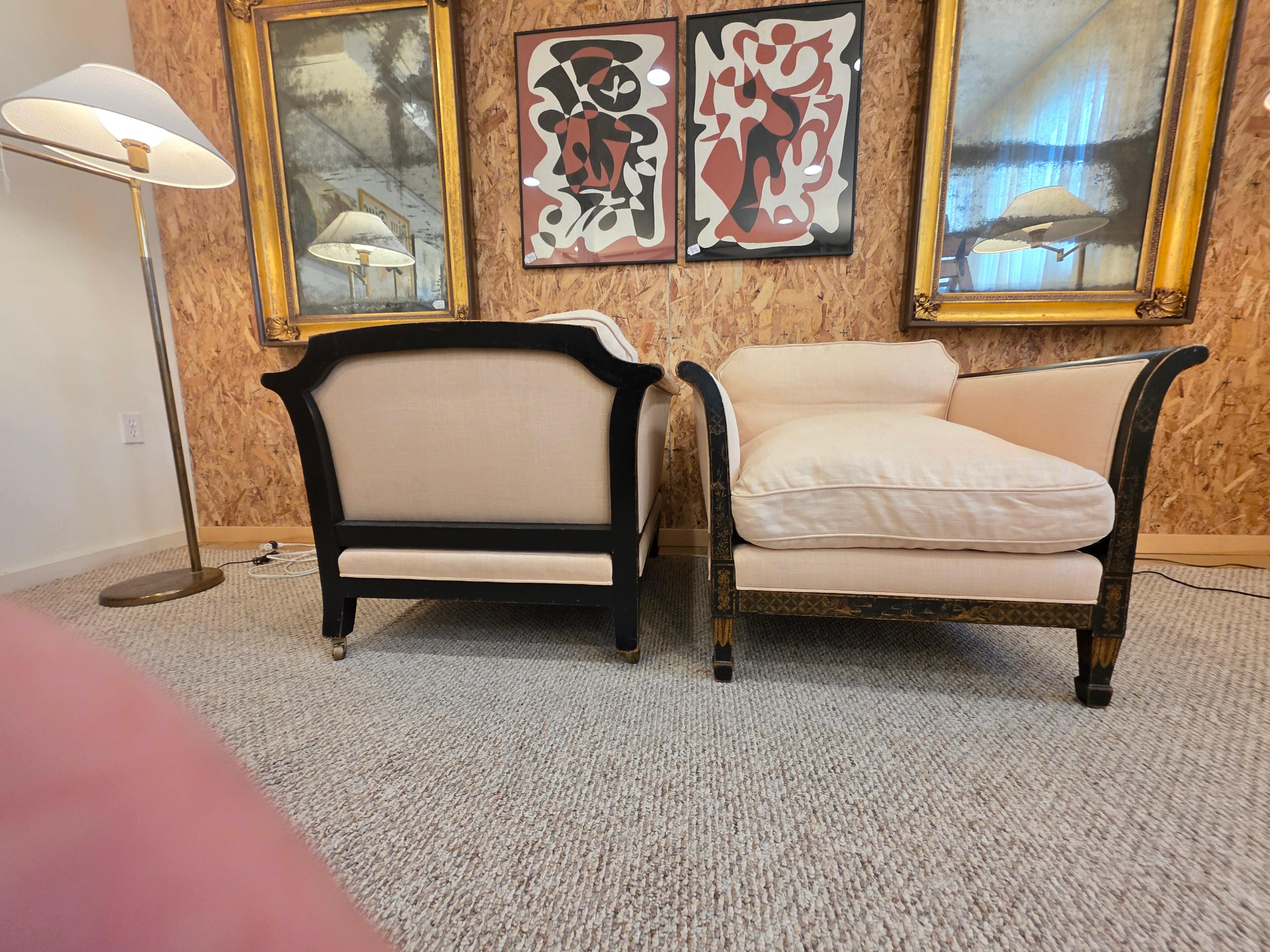 James Mont Inspired Chinese Art Deco Lounge Chairs For Sale 4
