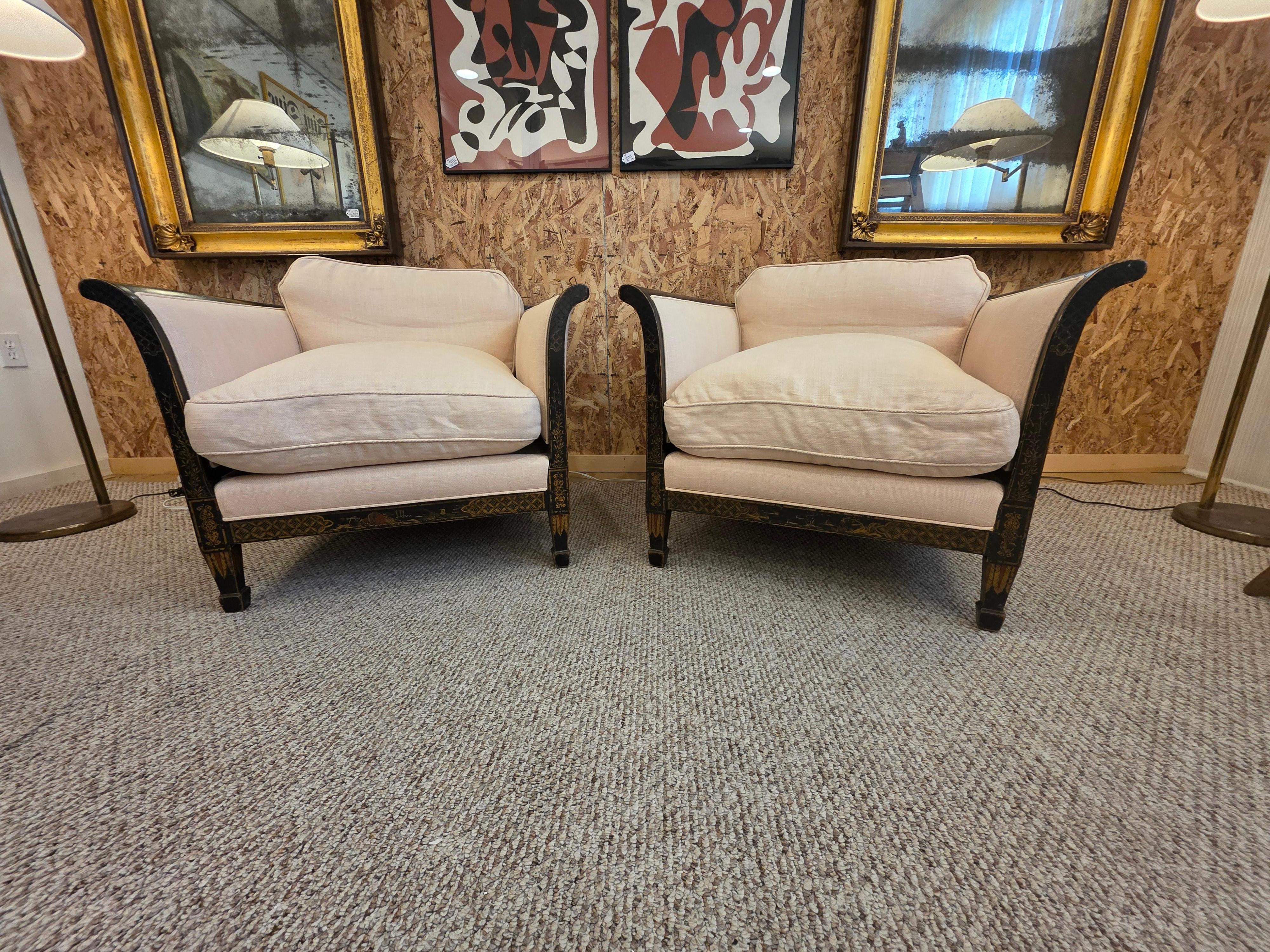 James Mont Inspired Chinese Art Deco Lounge Chairs For Sale 5