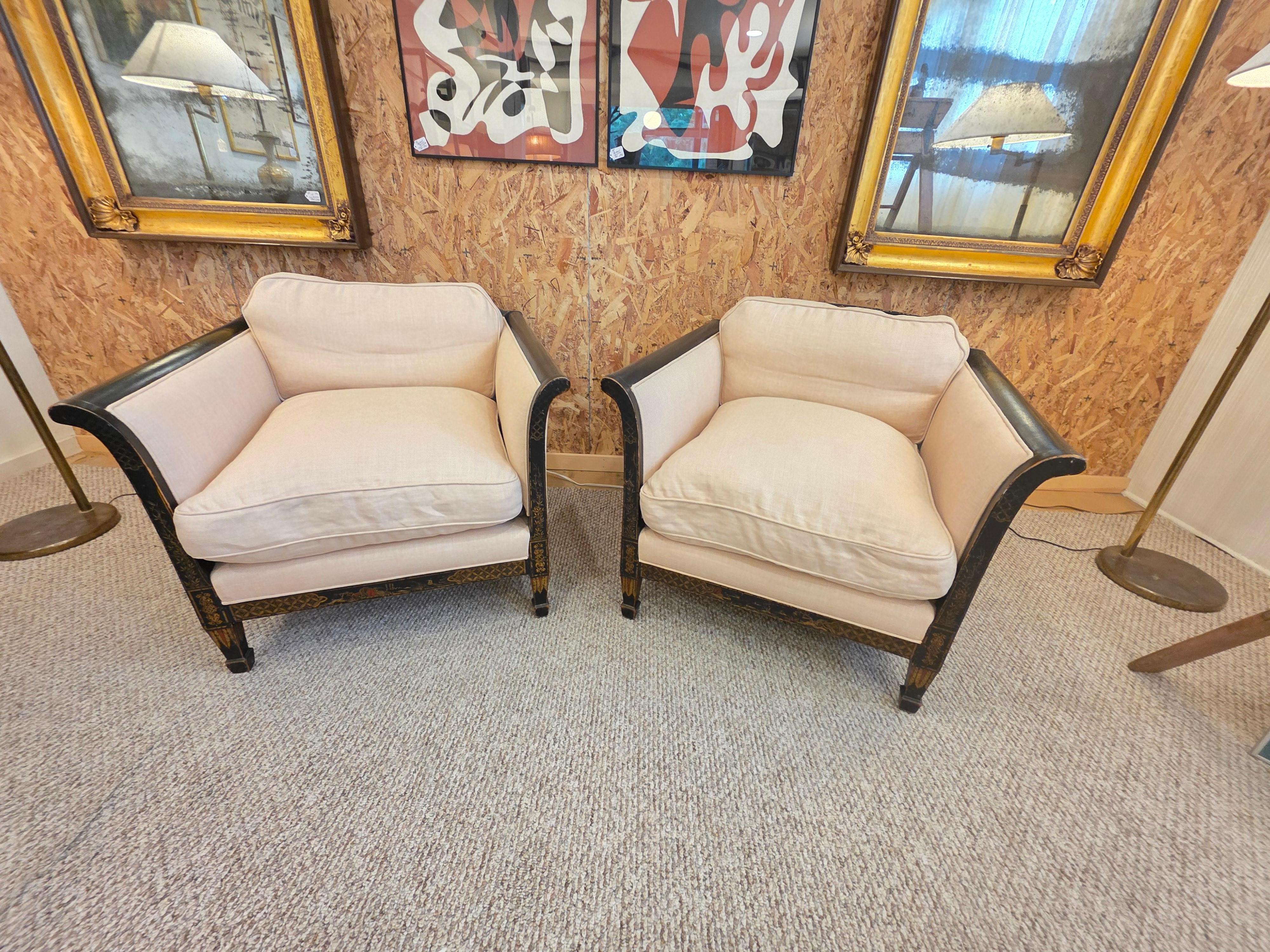 James Mont Inspired Chinese Art Deco Lounge Chairs For Sale 6