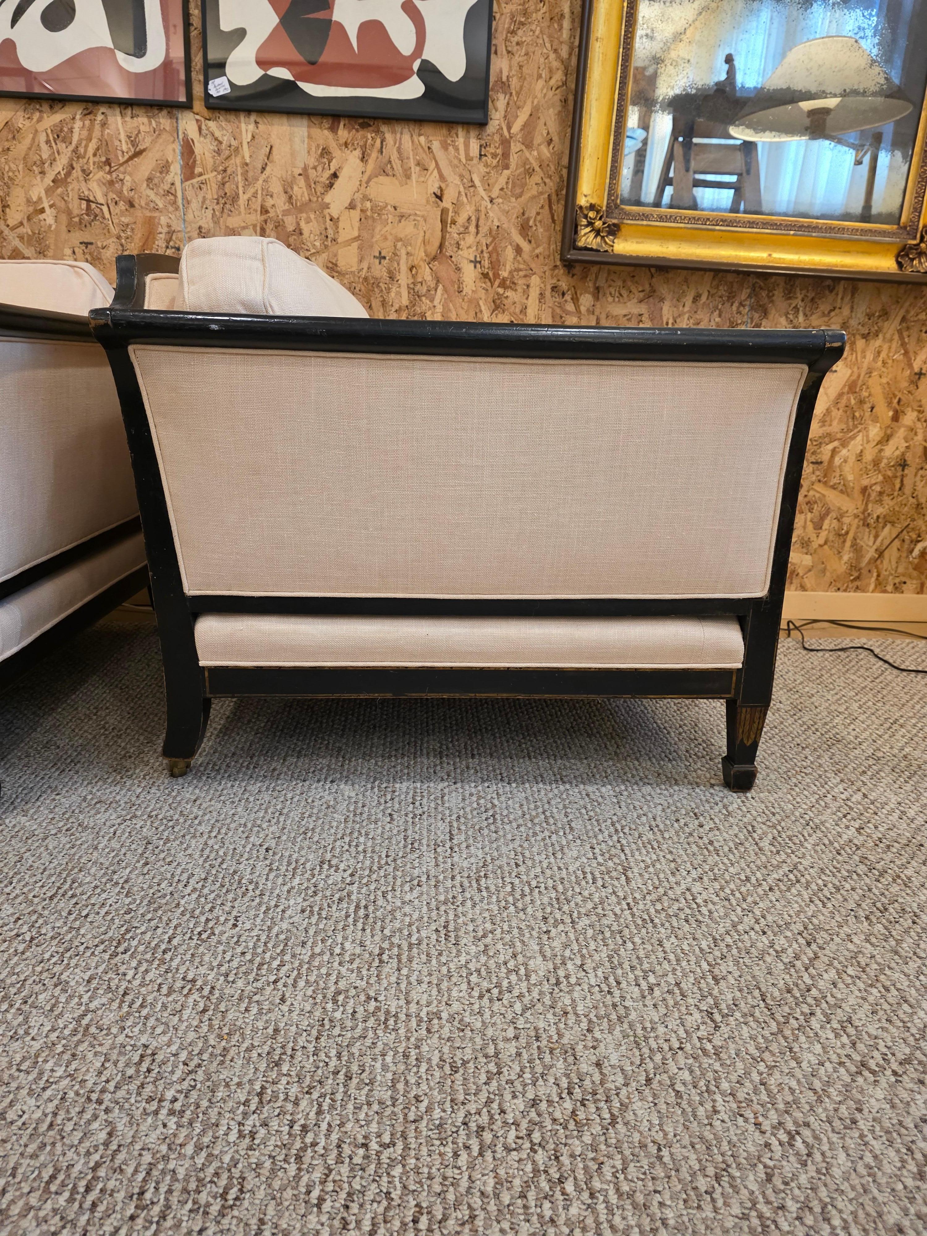 Linen James Mont Inspired Chinese Art Deco Lounge Chairs For Sale