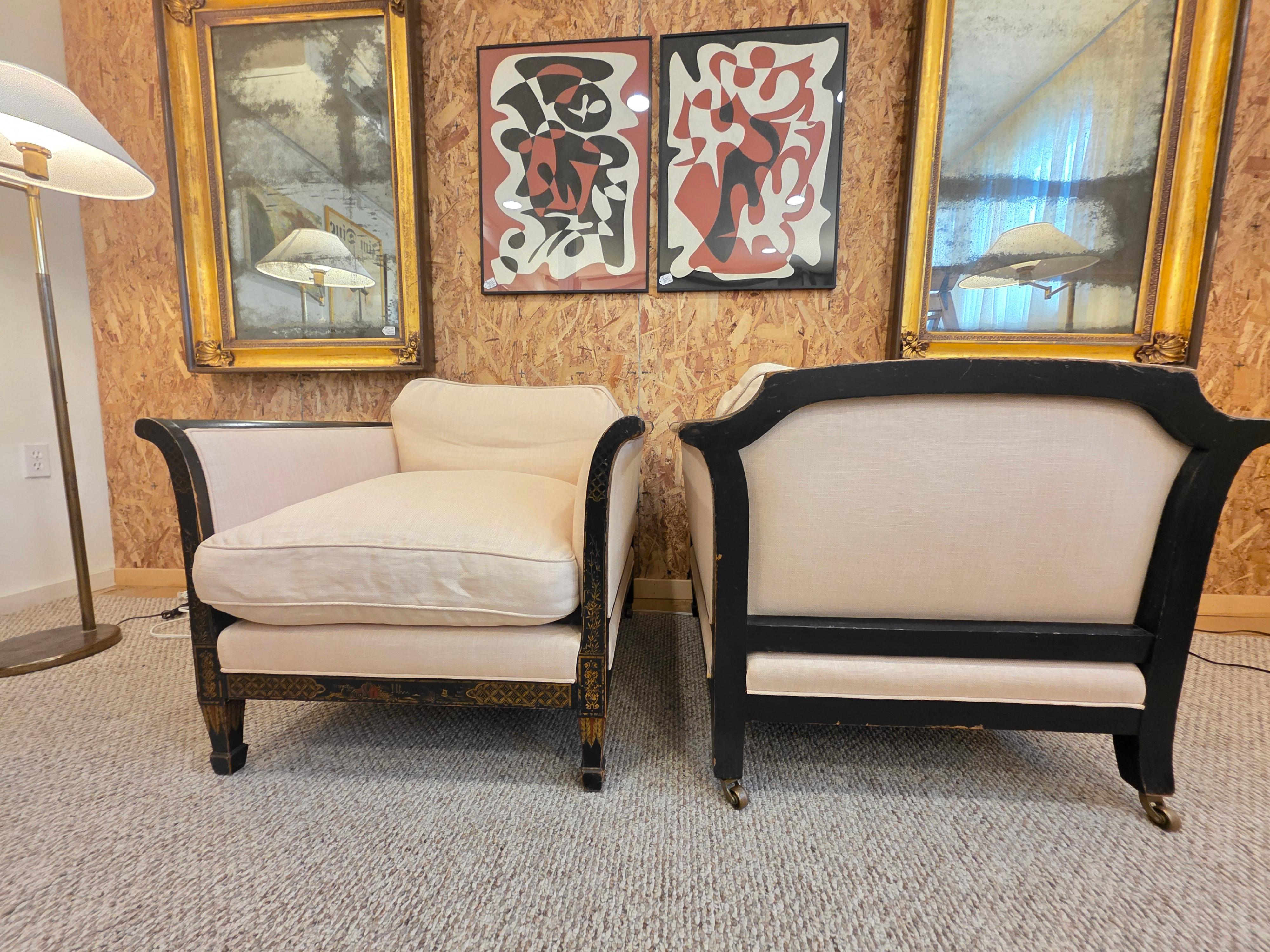 James Mont Inspired Chinese Art Deco Lounge Chairs For Sale 2