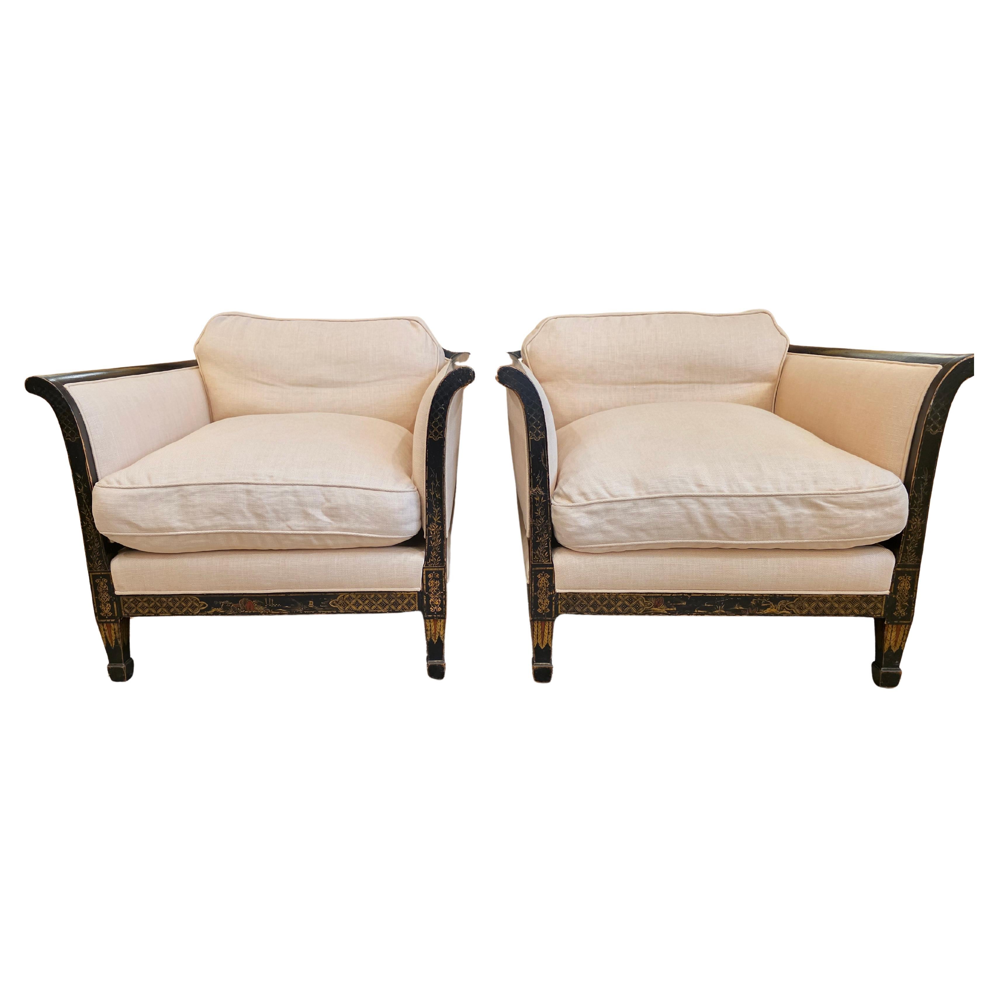 James Mont Inspired Chinese Art Deco Lounge Chairs For Sale