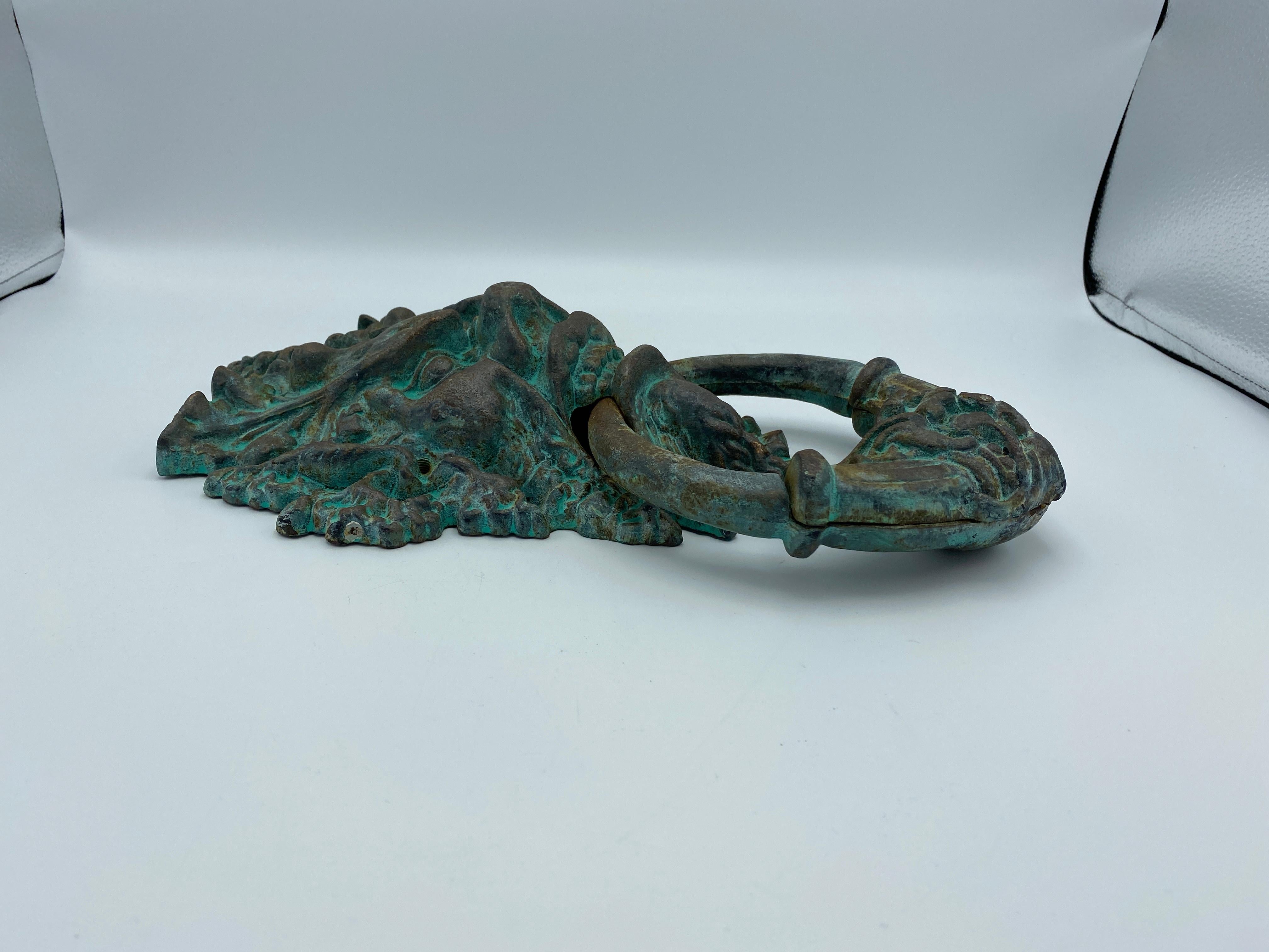 James Mont Iron Bacchus Substantial Oversized Door Knocker, 1960s In Good Condition For Sale In Richmond, VA