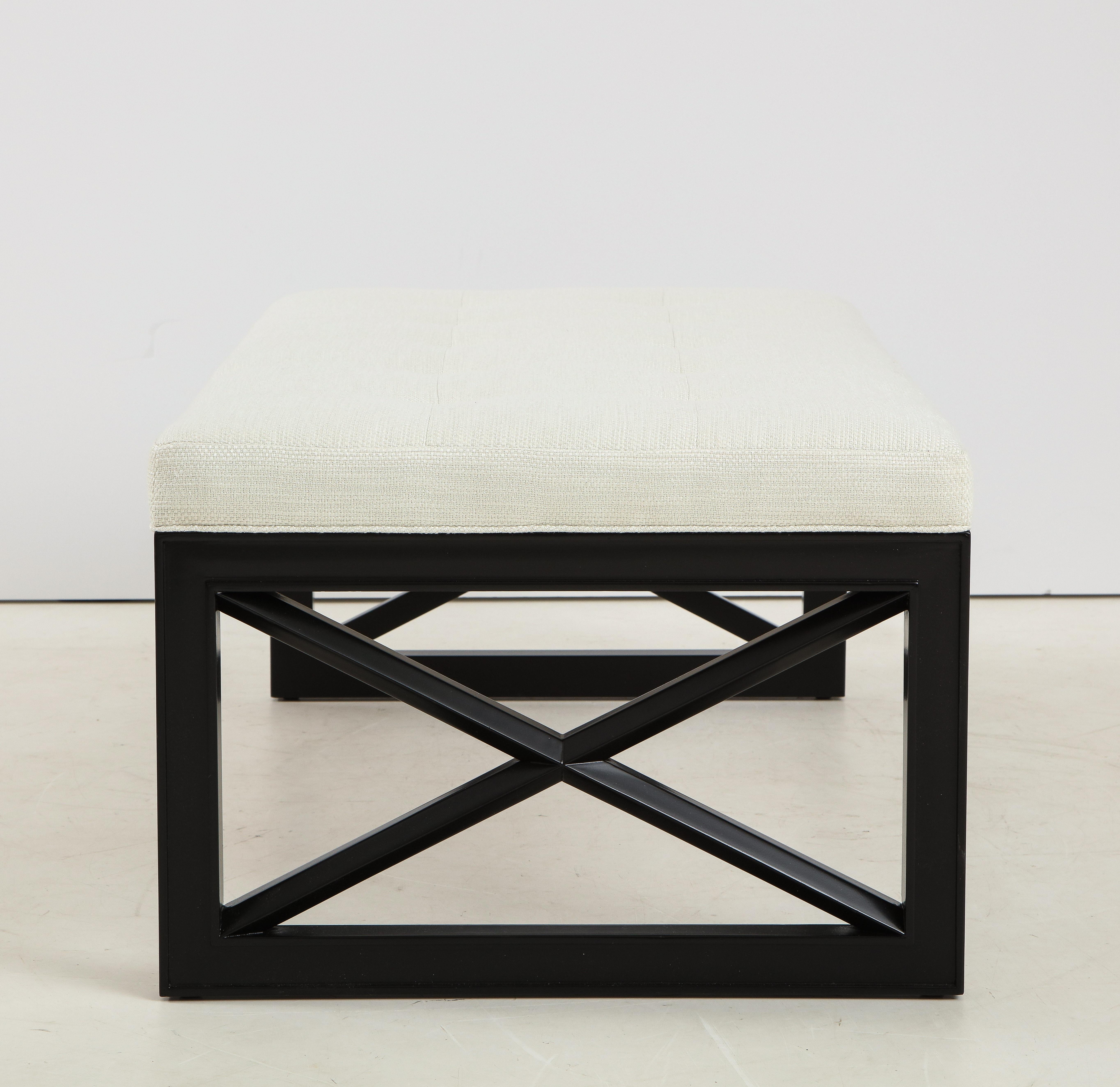 James Mont Lattice Frame Upholstered Bench In Good Condition For Sale In New York, NY