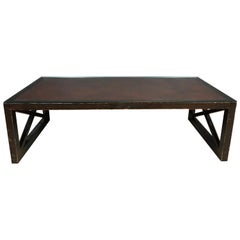 James Mont Leather Top Cocktail Table