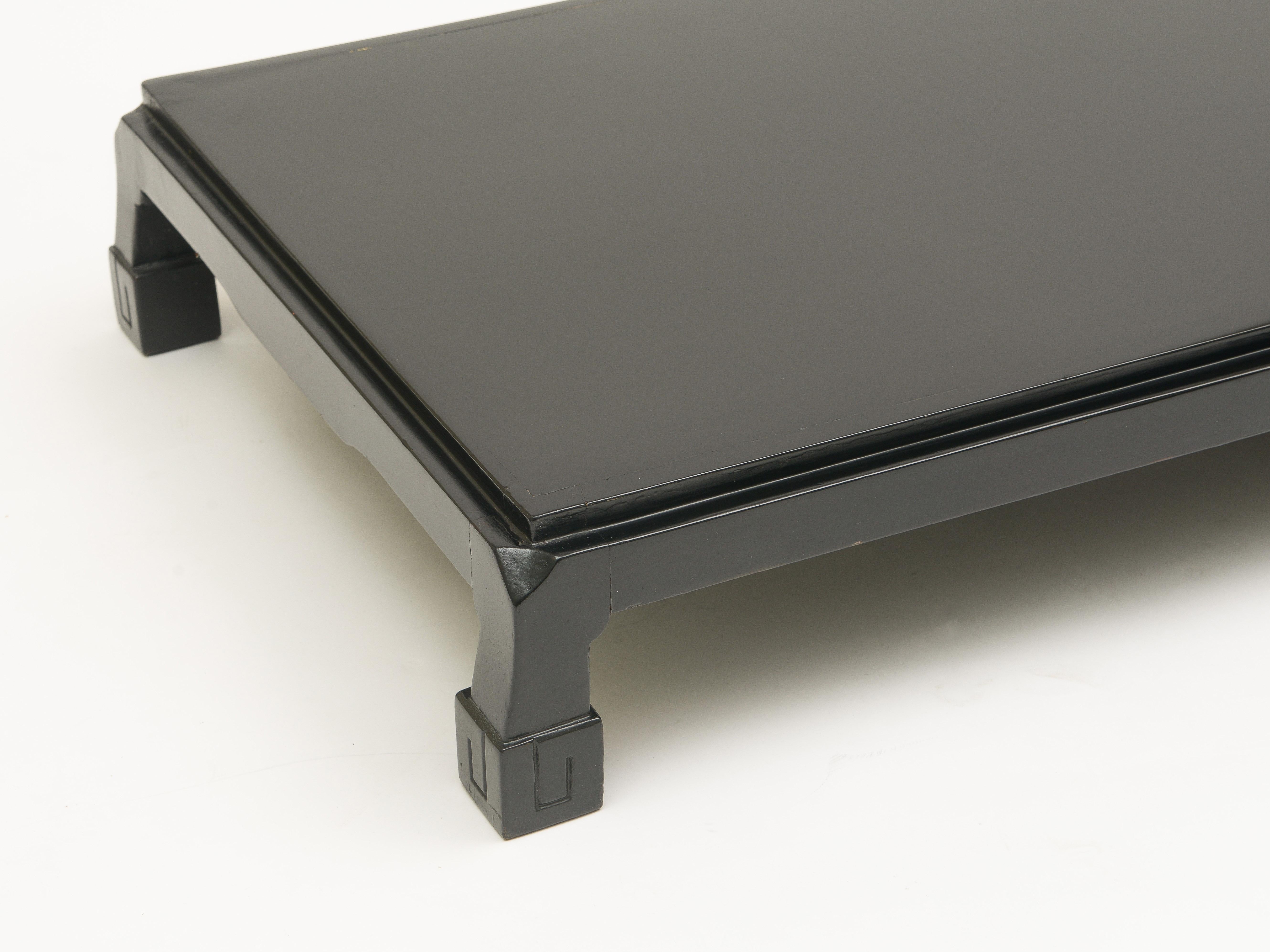 Hand-Crafted James Mont Low Japanese Floor Table in Black Lacquer For Sale